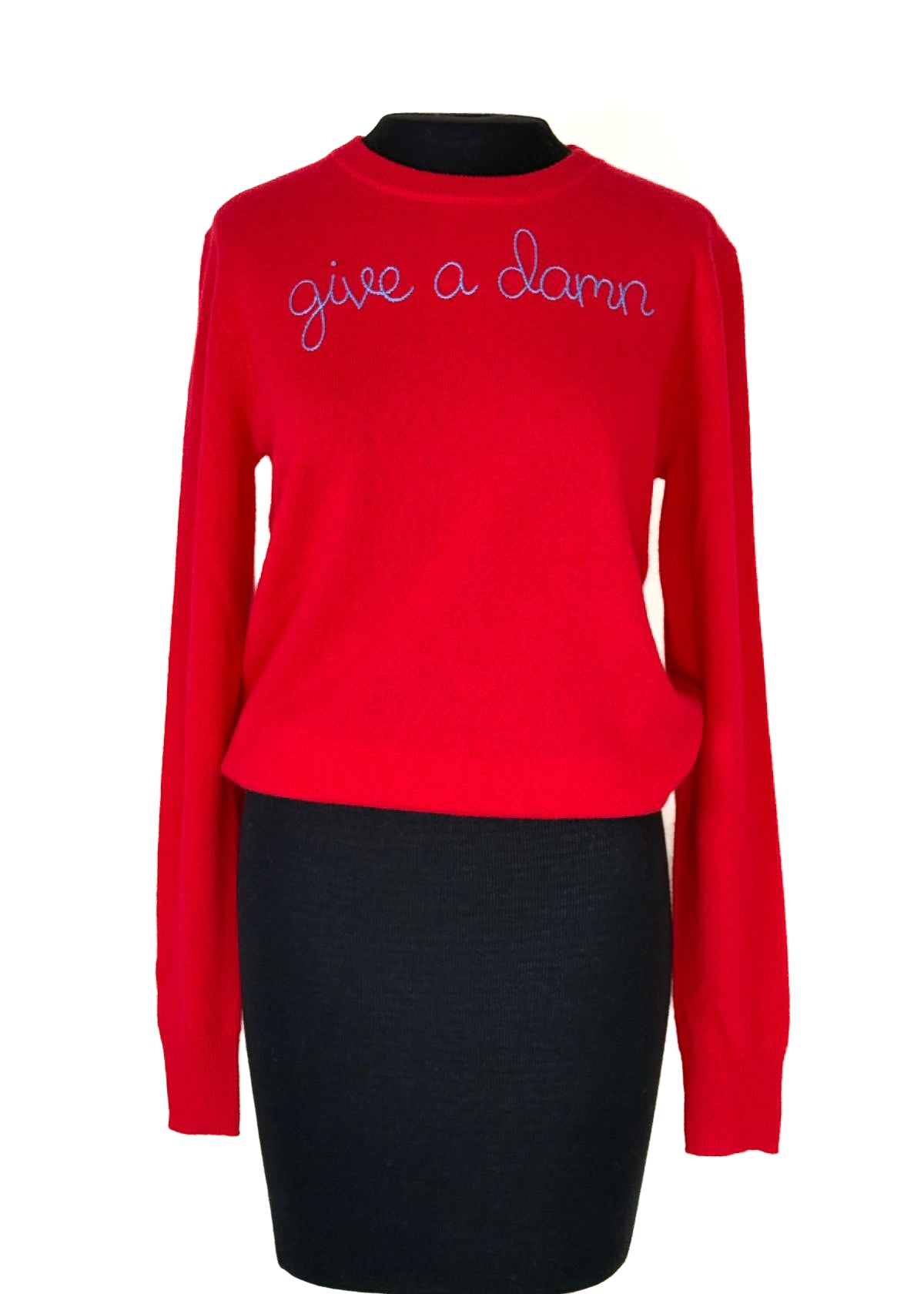 LINGUA FRANCA Cashmere "Give a Damn" Sweater - Red