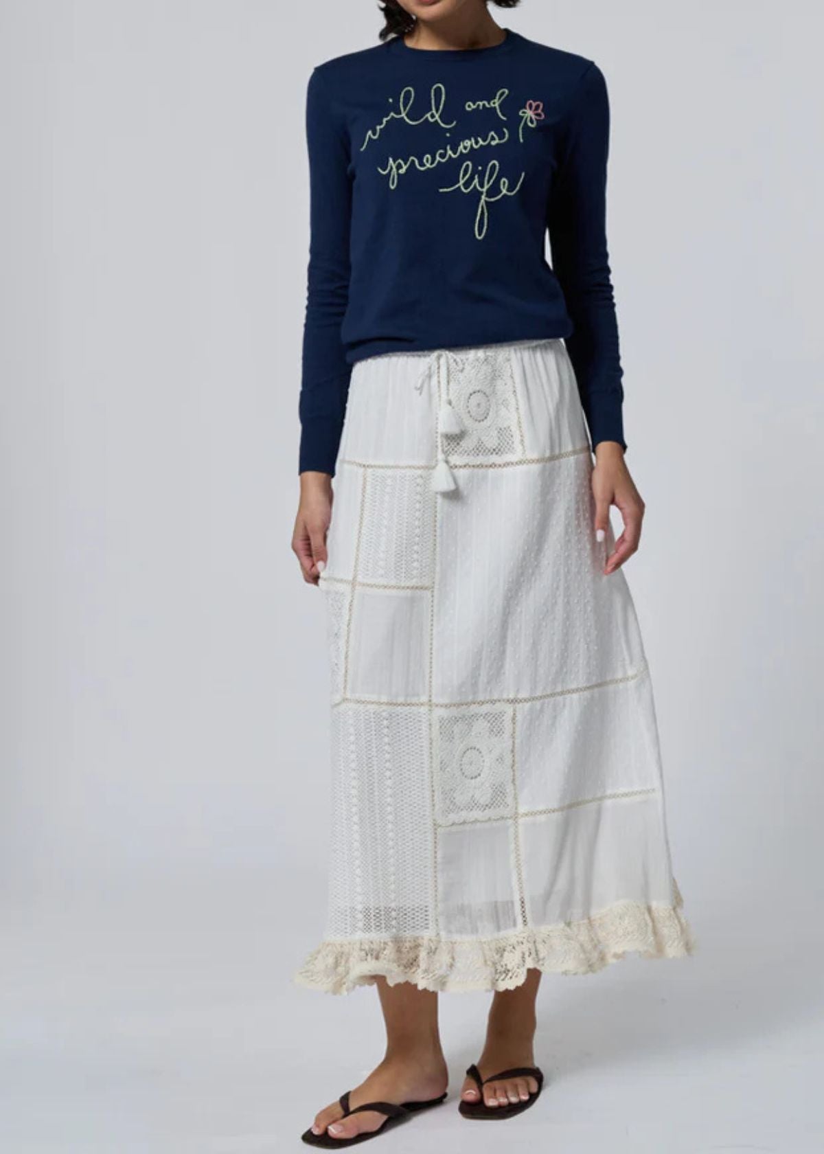 LINGUA FRANCA Wild and Precious Sweater - Navy