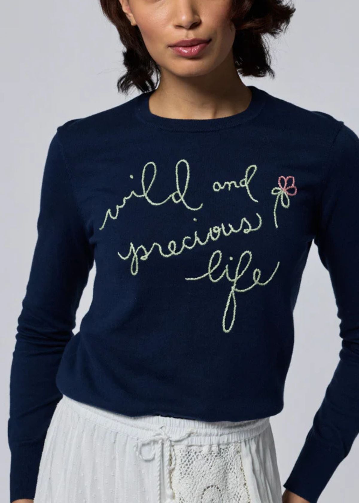 LINGUA FRANCA Wild and Precious Sweater - Navy