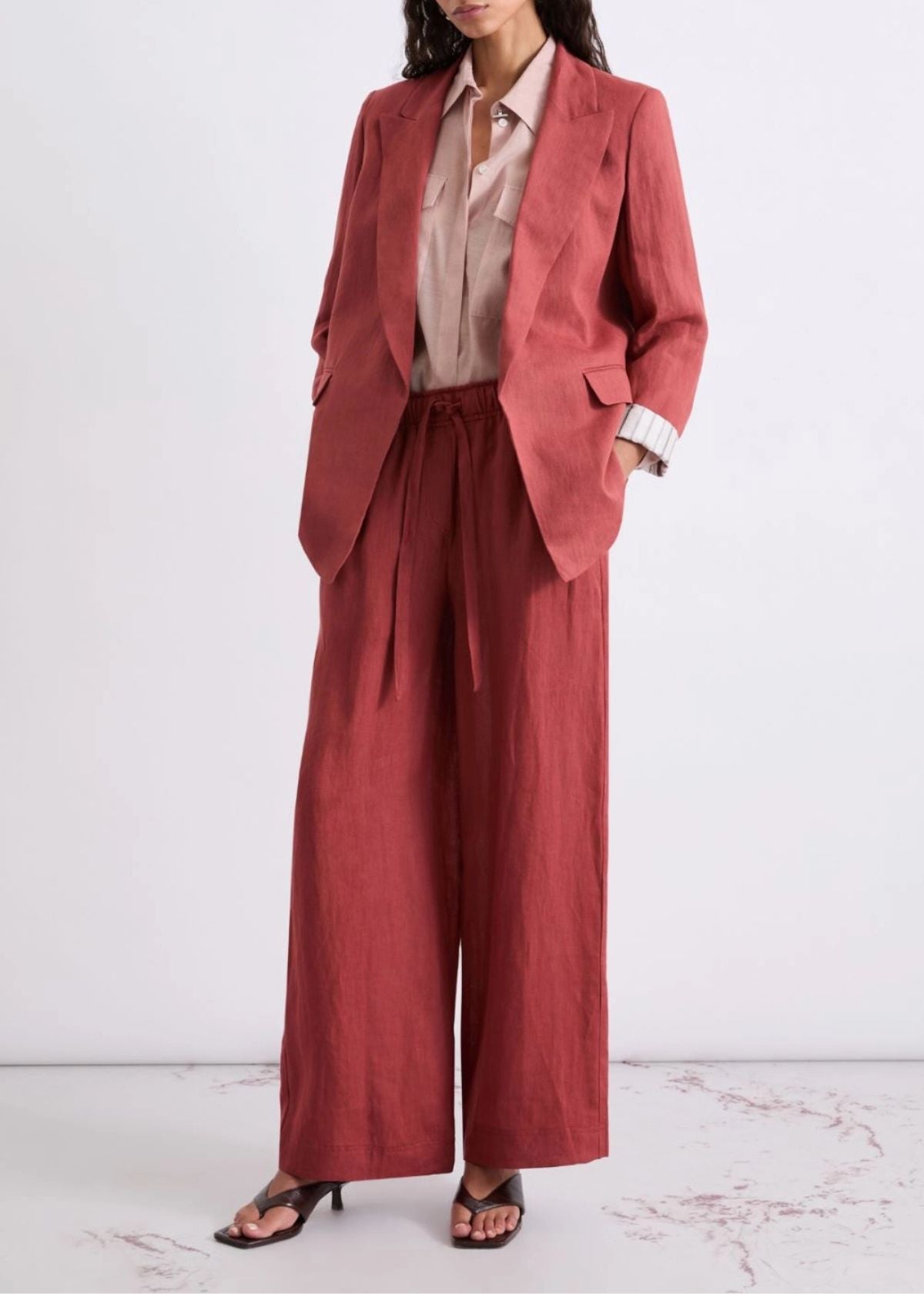 MARELLA Linen Blazer - Brick Red