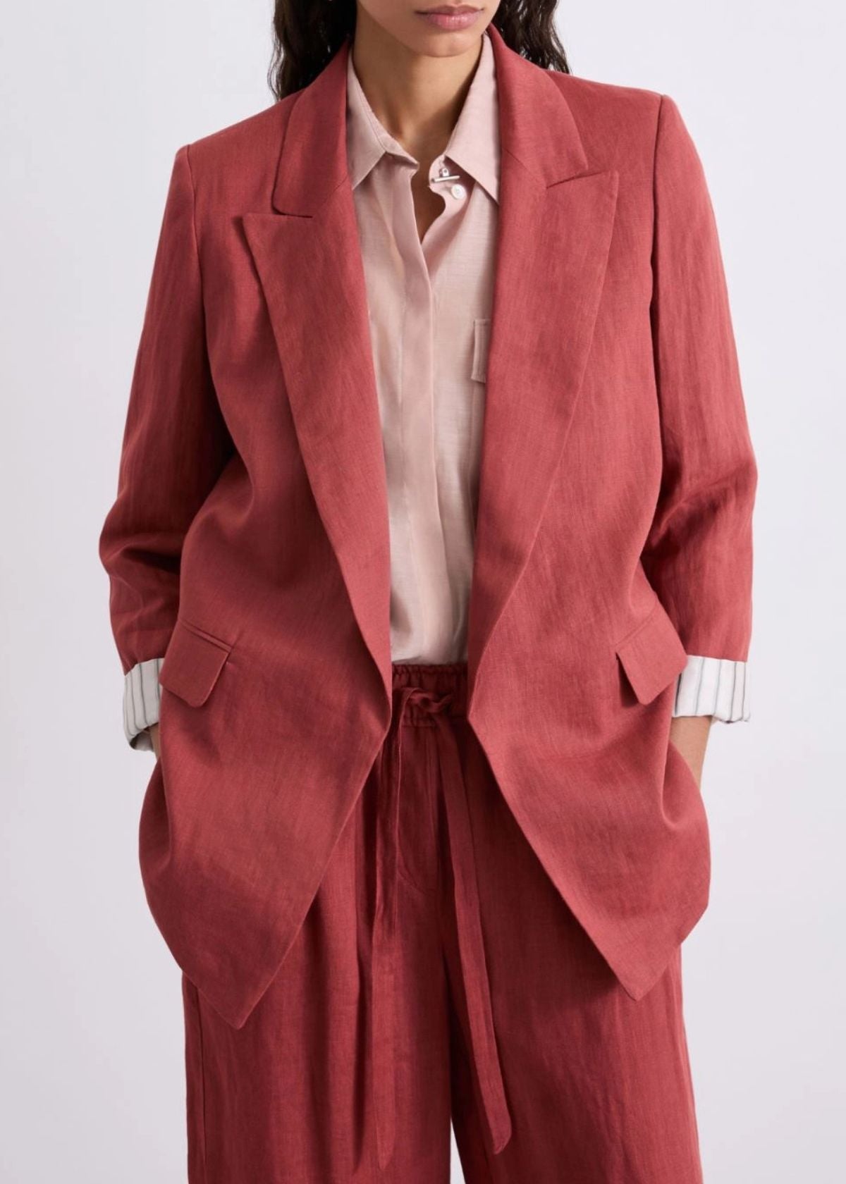 MARELLA Linen Blazer - Brick Red
