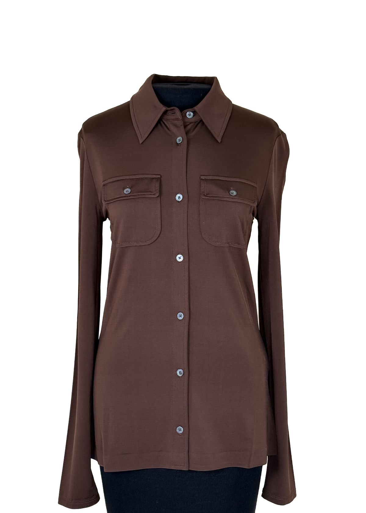 MARELLA Button Front Jersey Top - Brown
