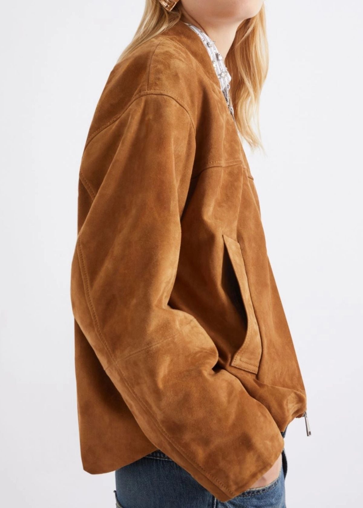 MARELLA Suede Blouson Jacket - Camel