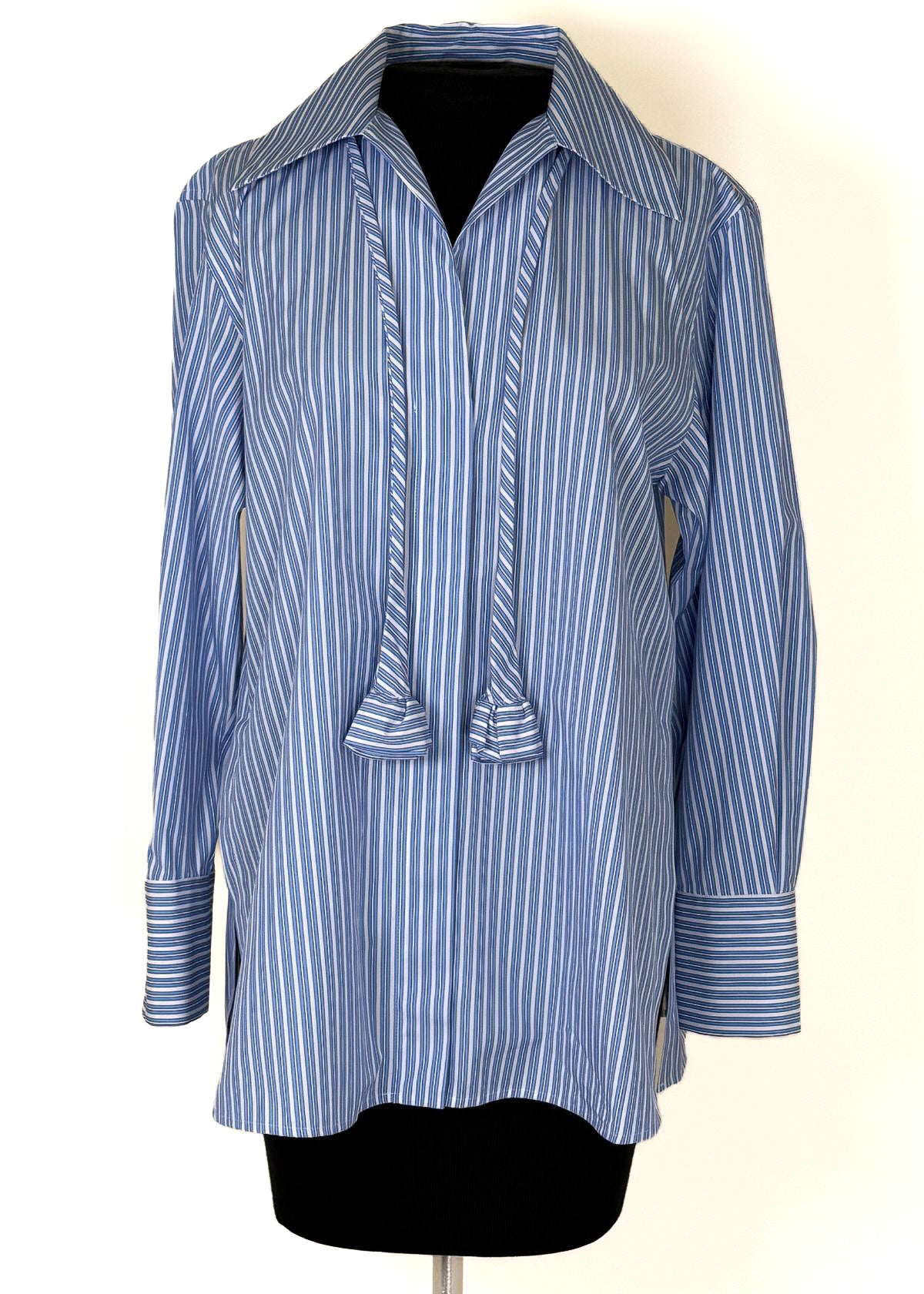 MARELLA Striped Cotton Top - Light Blue