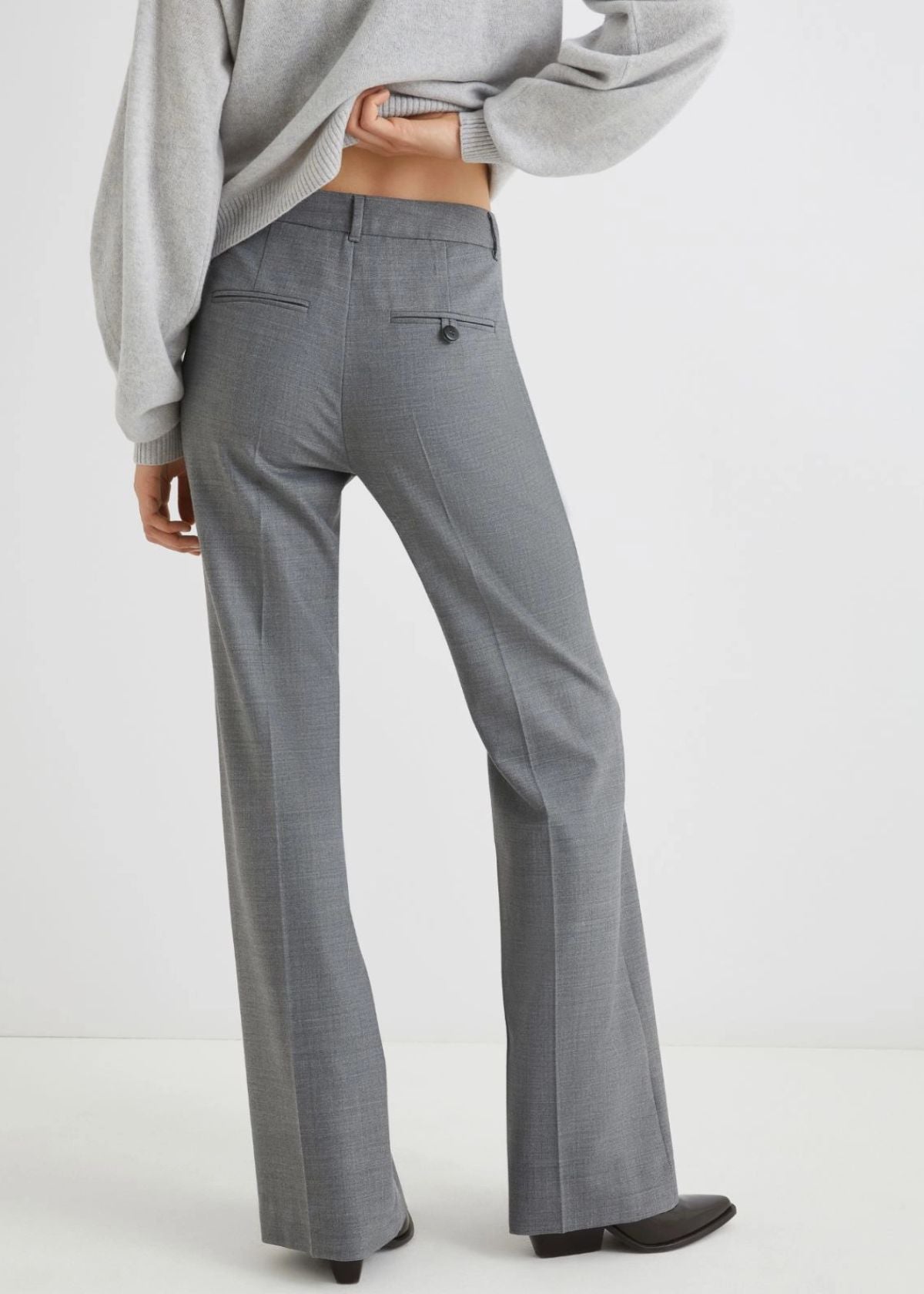 MARELLA Crisma Flared Stretch Wool Blend Pant - Melange Grey