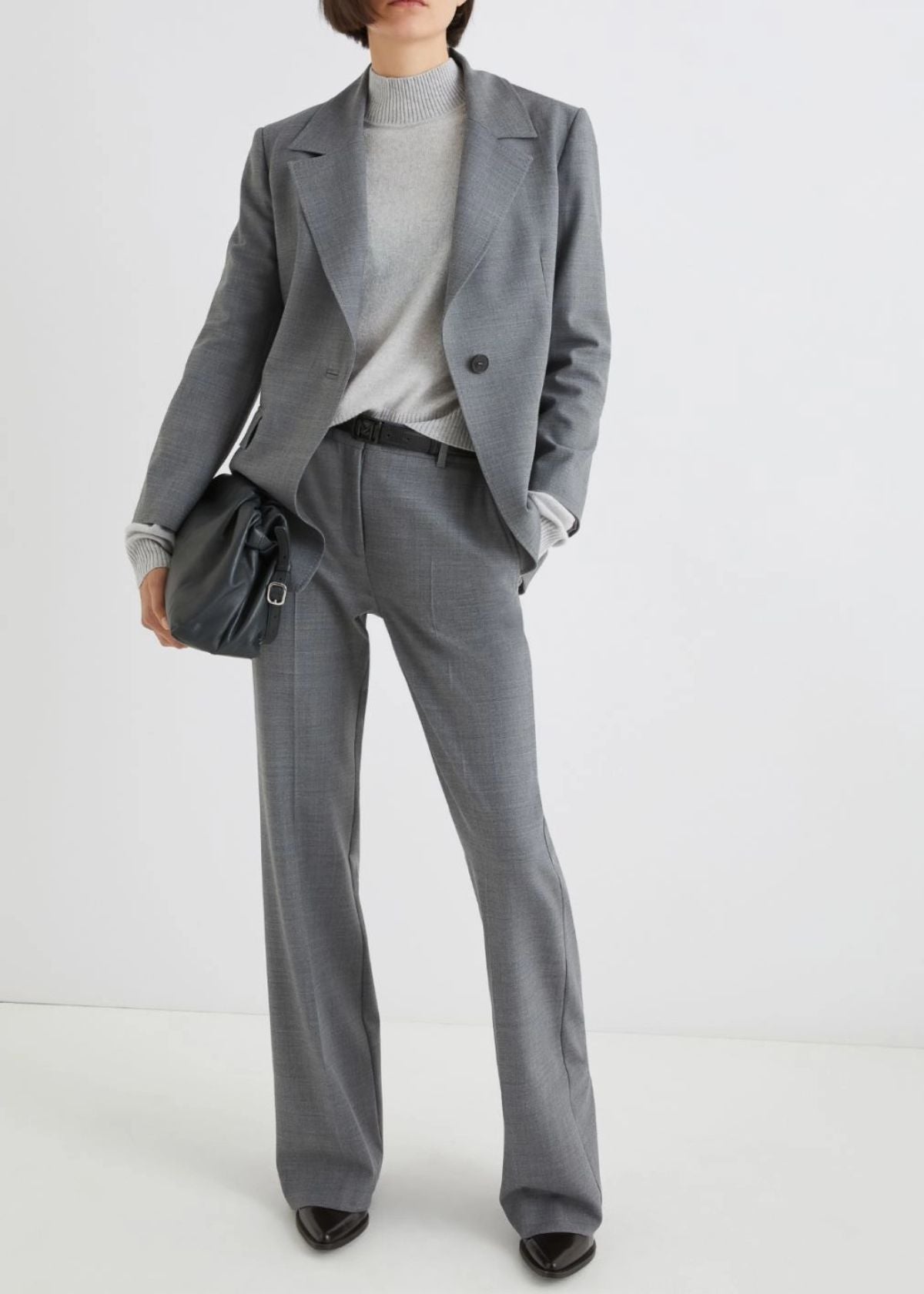 MARELLA Crisma Flared Stretch Wool Blend Pant - Melange Grey