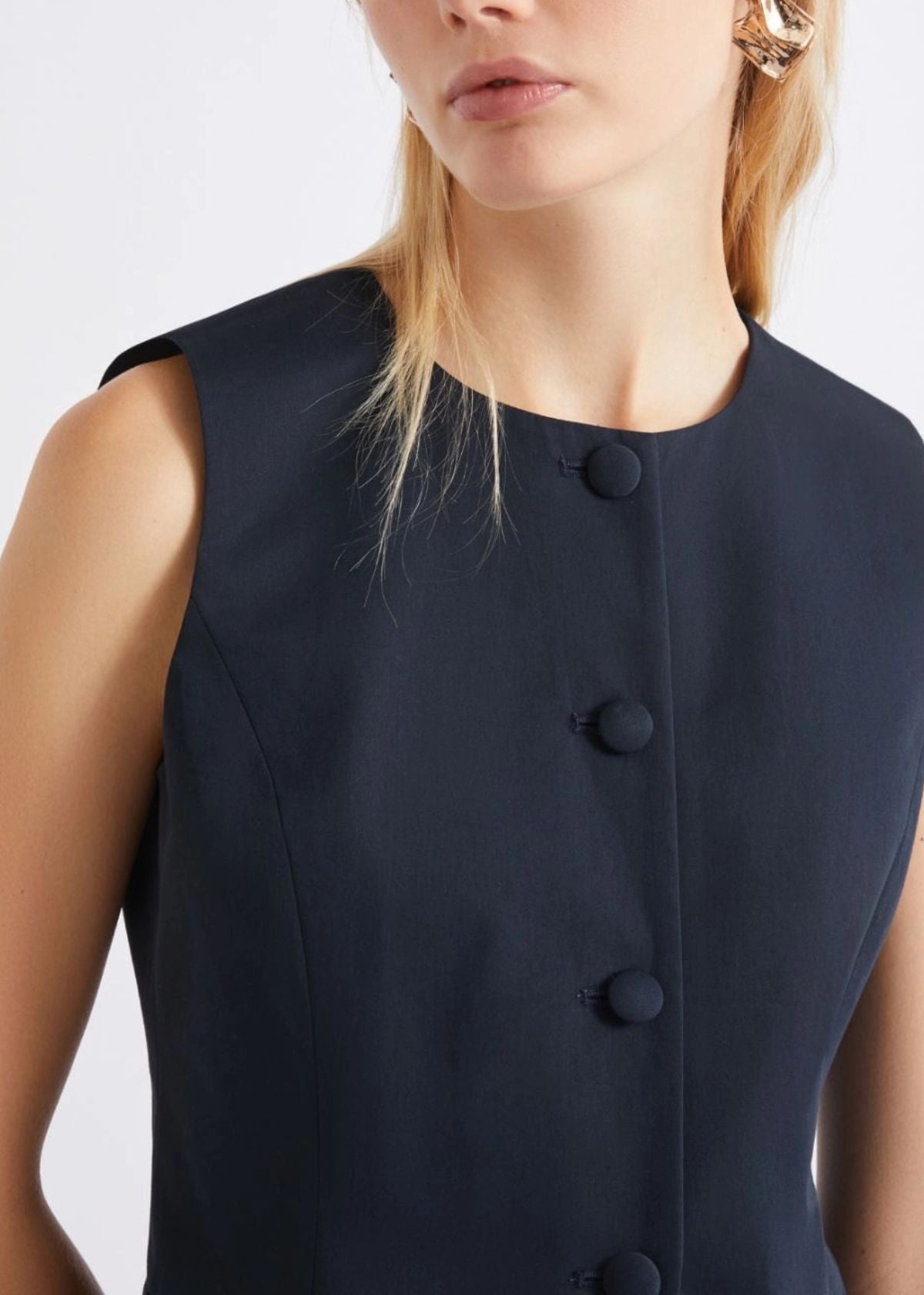 MARELLA Cotton Gabardine Vest - Navy