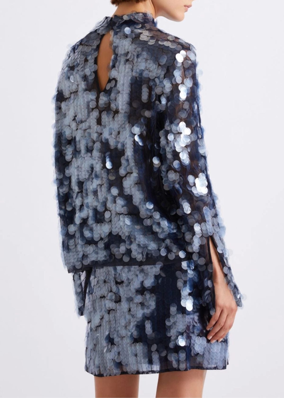 MARELLA Sequin Long Sleeve Top - Navy