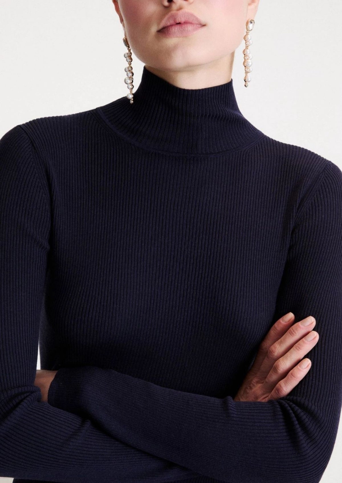 MARELLA Slim Fit Polo Neck Top - Navy