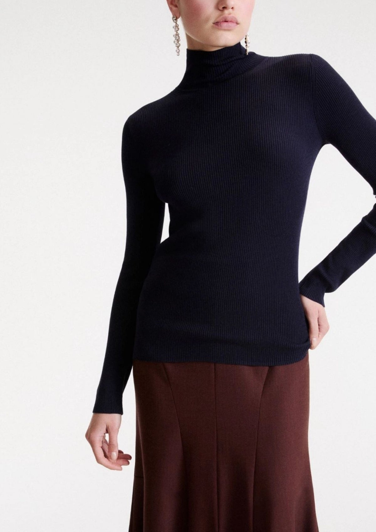MARELLA Slim Fit Polo Neck Top - Navy