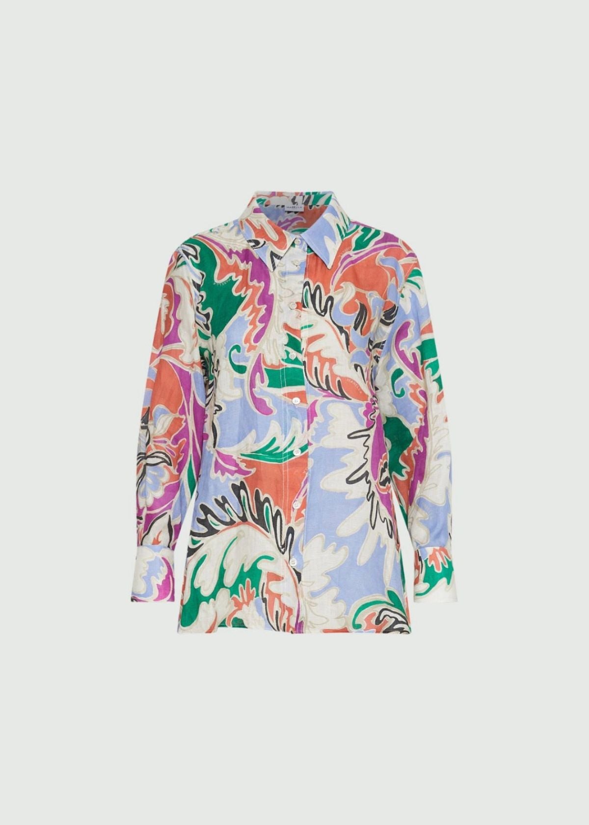 MARELLA Floral Print Linen Top - Orange Multi