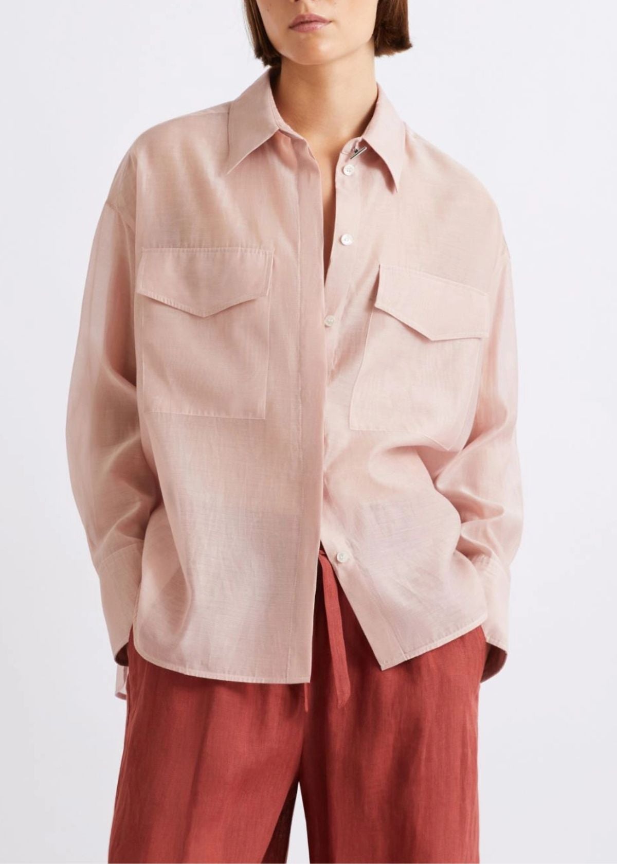 MARELLA Cotton Silk Organza Voile Top - Powder