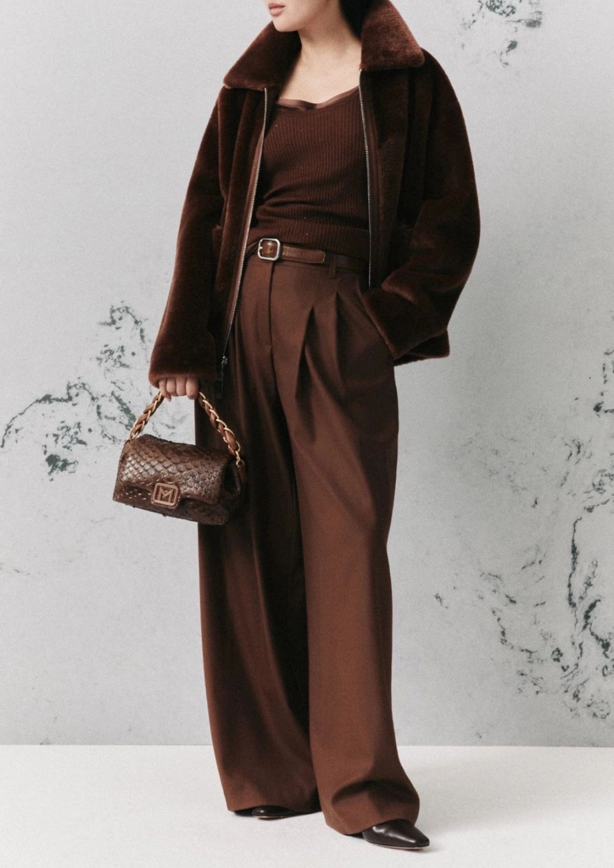 MARELLA Wide Fit Gabardine Pant - Caramel