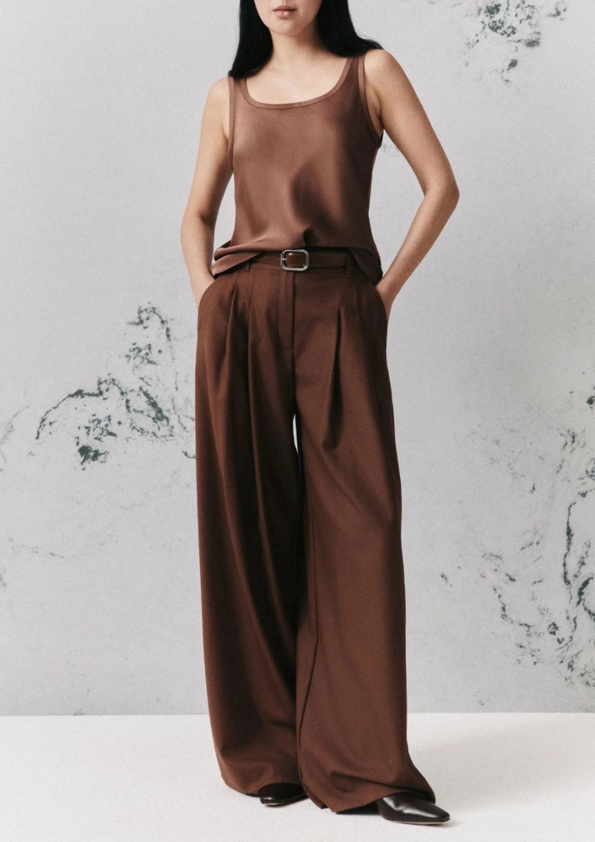 MARELLA Wide Fit Gabardine Pant - Caramel