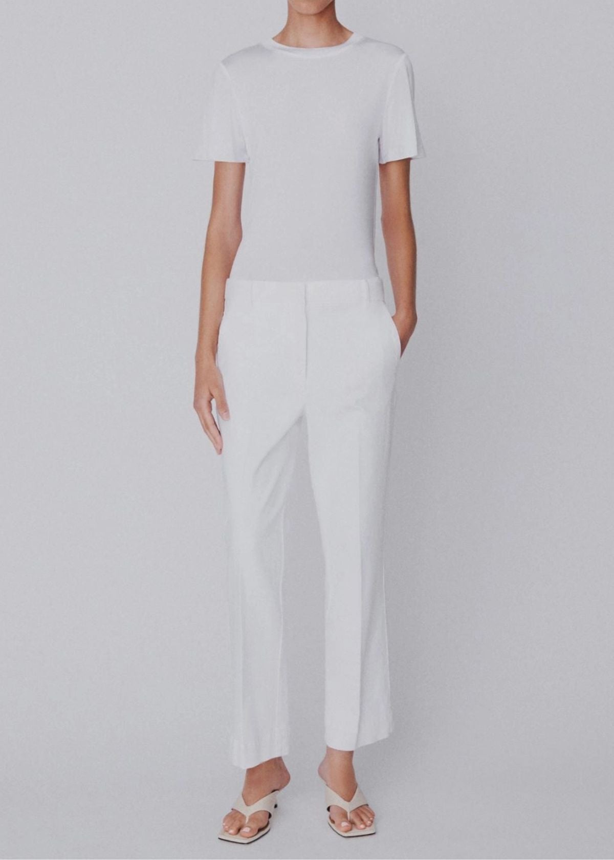 MARELLA Flared Stretch Cotton Pant - White
