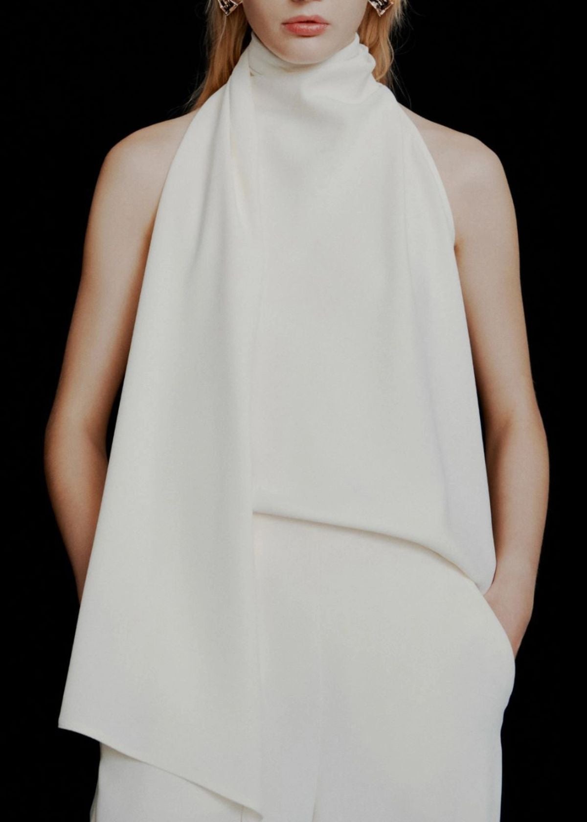 MARELLA Envers Satin Halterneck Top - Wool White