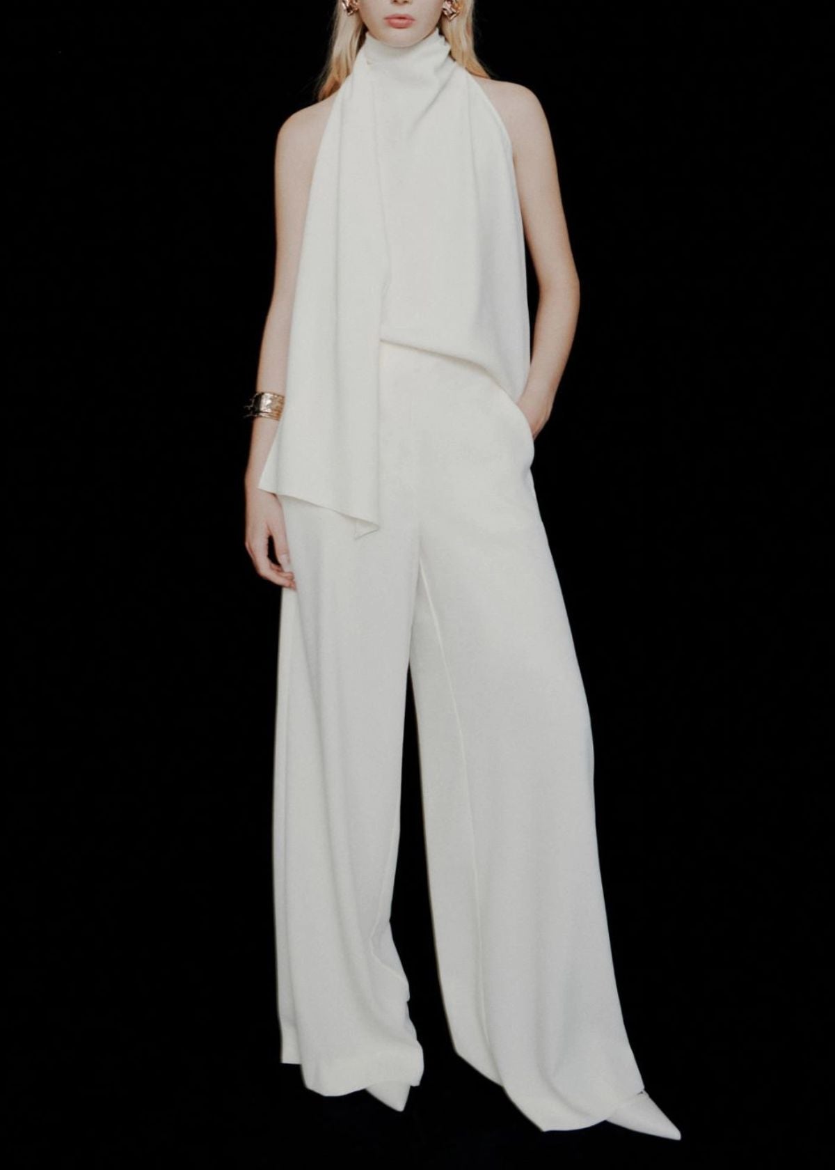 MARELLA Envers Satin Halterneck Top - Wool White