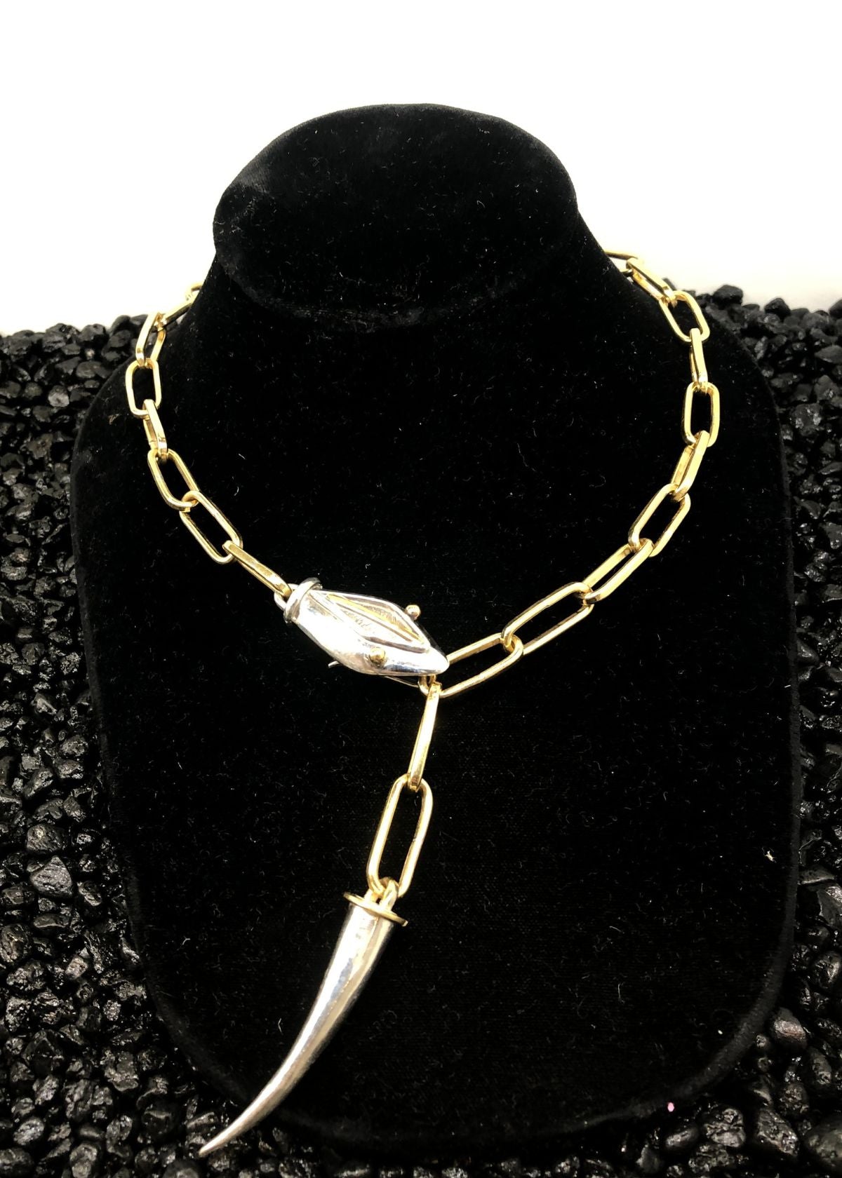 MARGARET ELLIS Snake Necklace - Bronze Silver