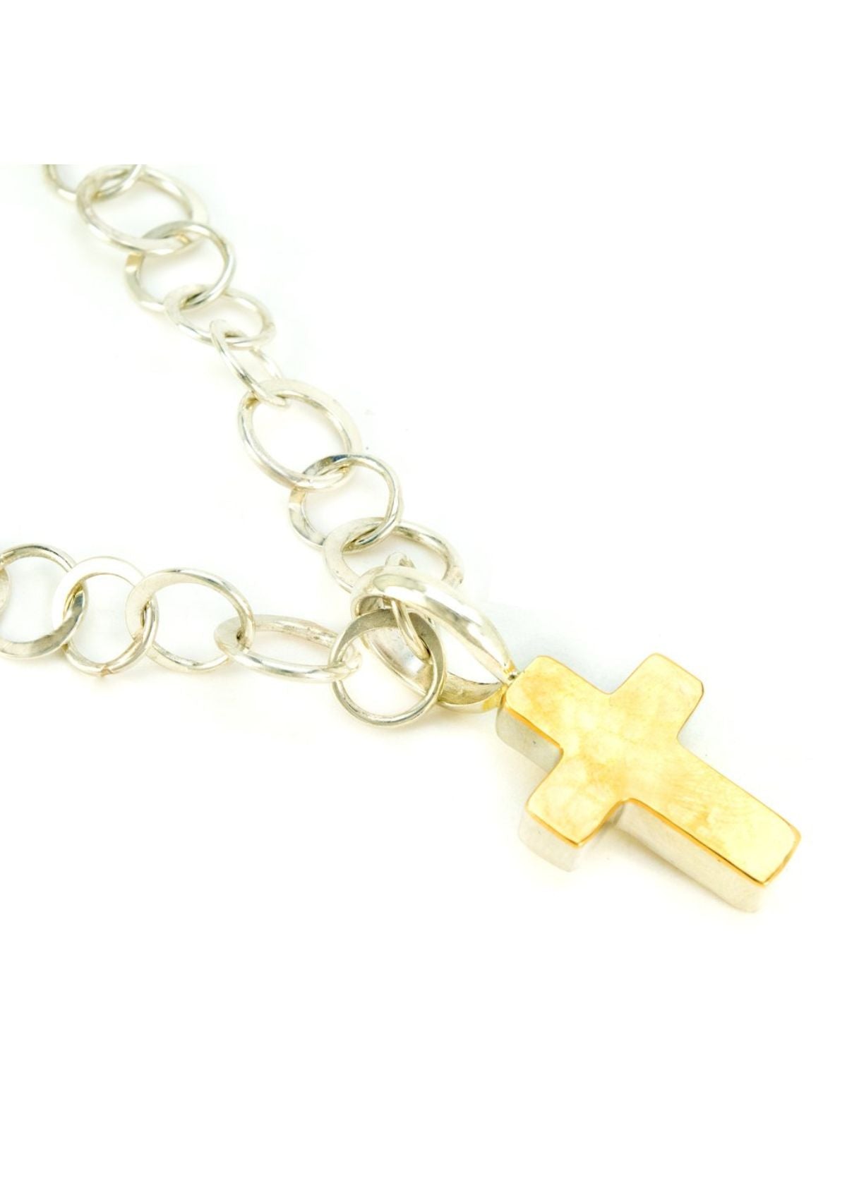 MARGARET ELLIS Medium Box Cross Charm -Silver Bronze