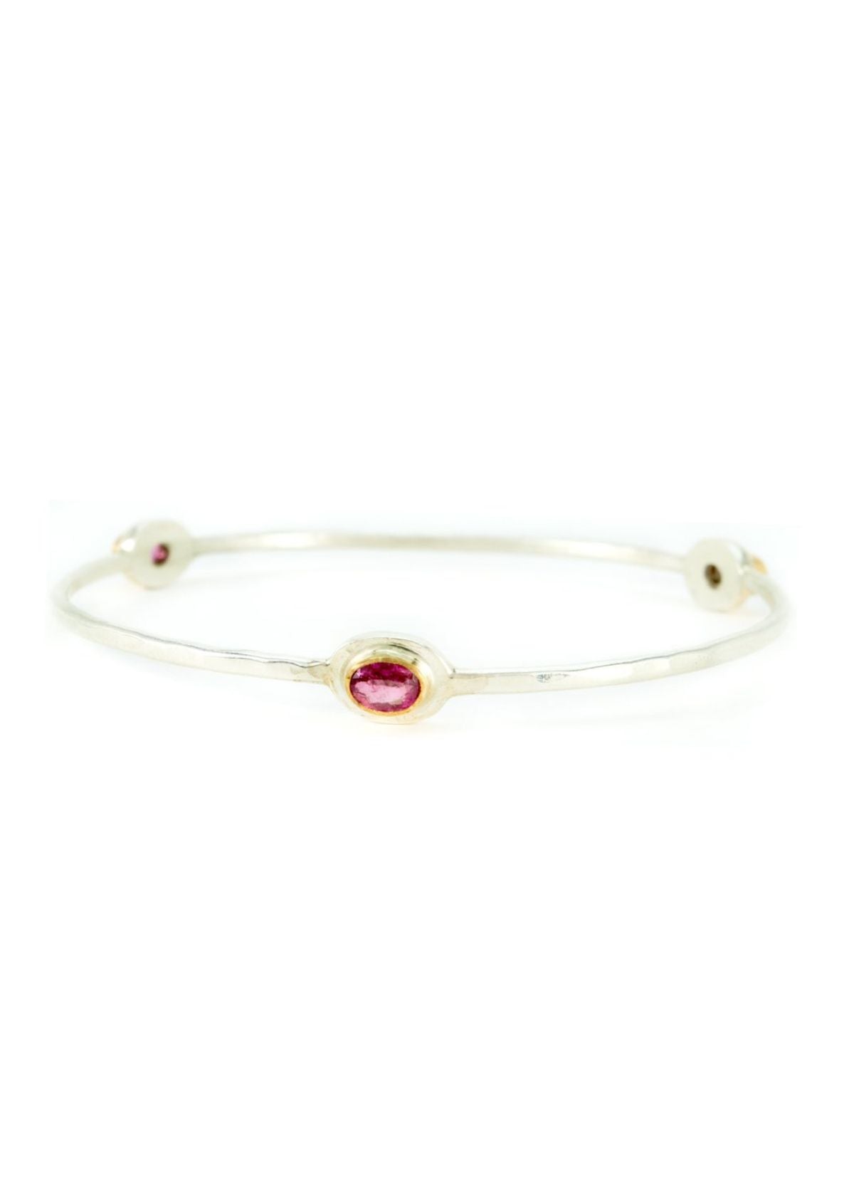 MARGARET ELLIS Three Stone Bangle Bracelet - Pink Tourmaline Ovals