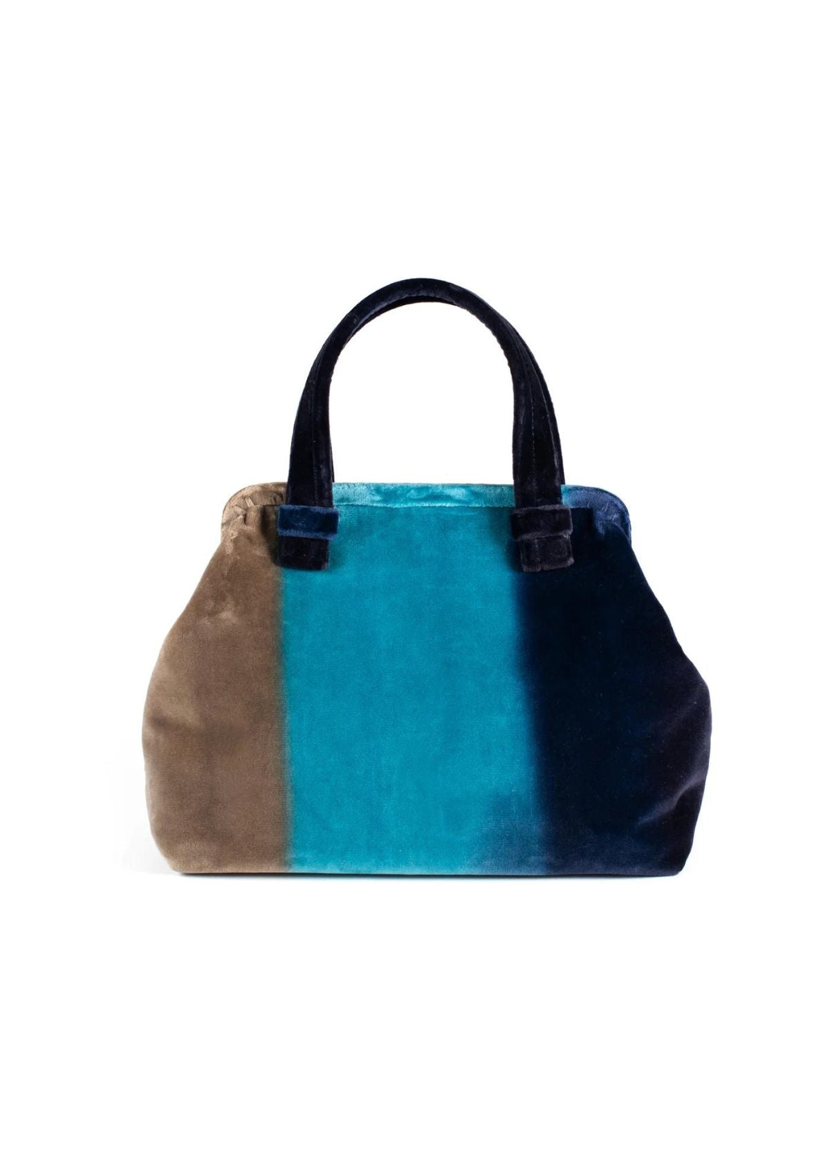 MARIAN PAQUETTE Alexandra Velvet Ombre Handbag - Navy Blue and Teal