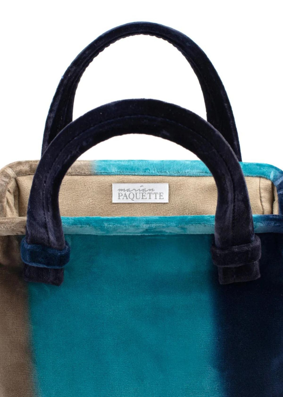 MARIAN PAQUETTE Alexandra Velvet Ombre Handbag - Navy Blue and Teal