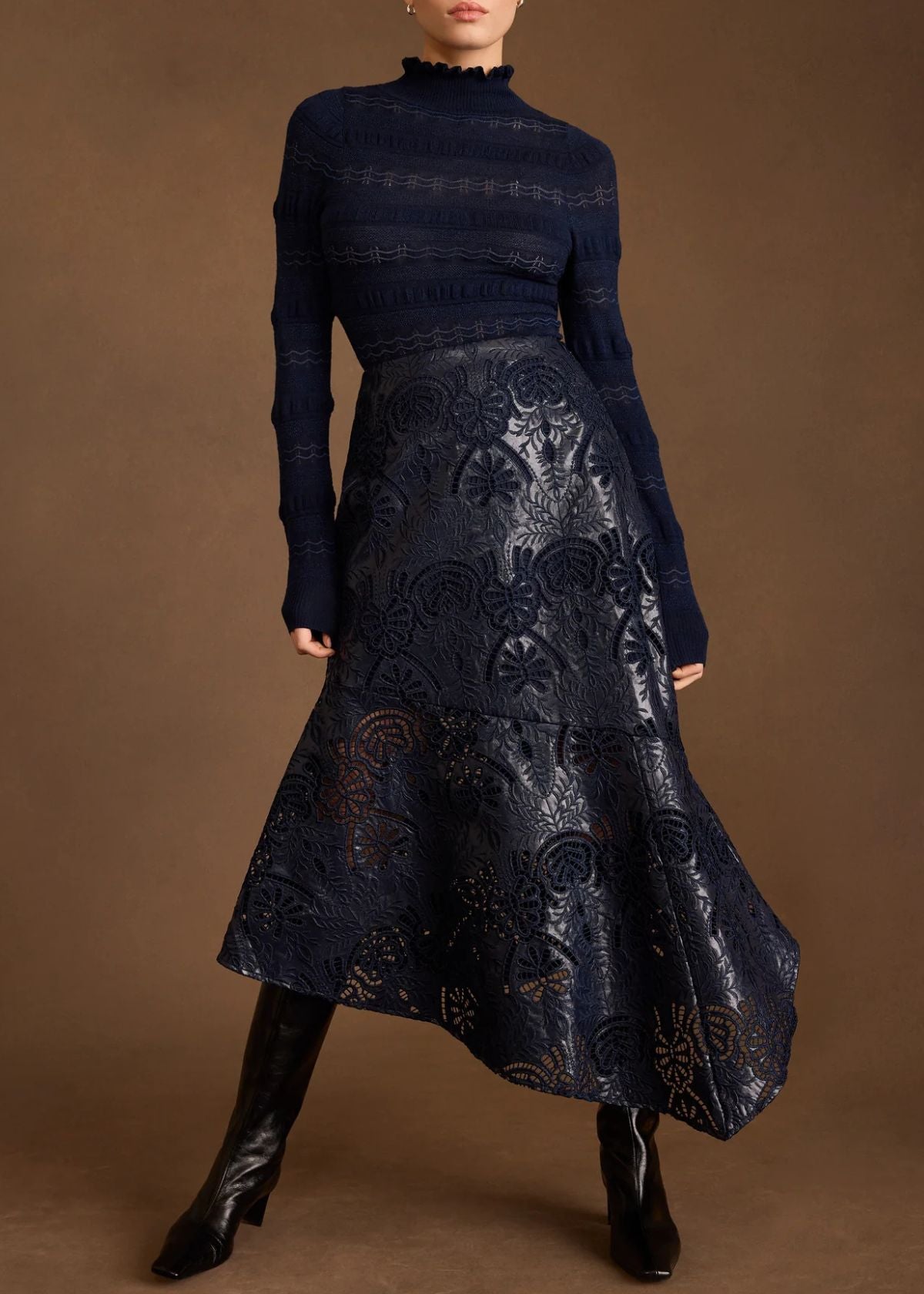 MARIE OLIVER Casey Midi Skirt - Naval
