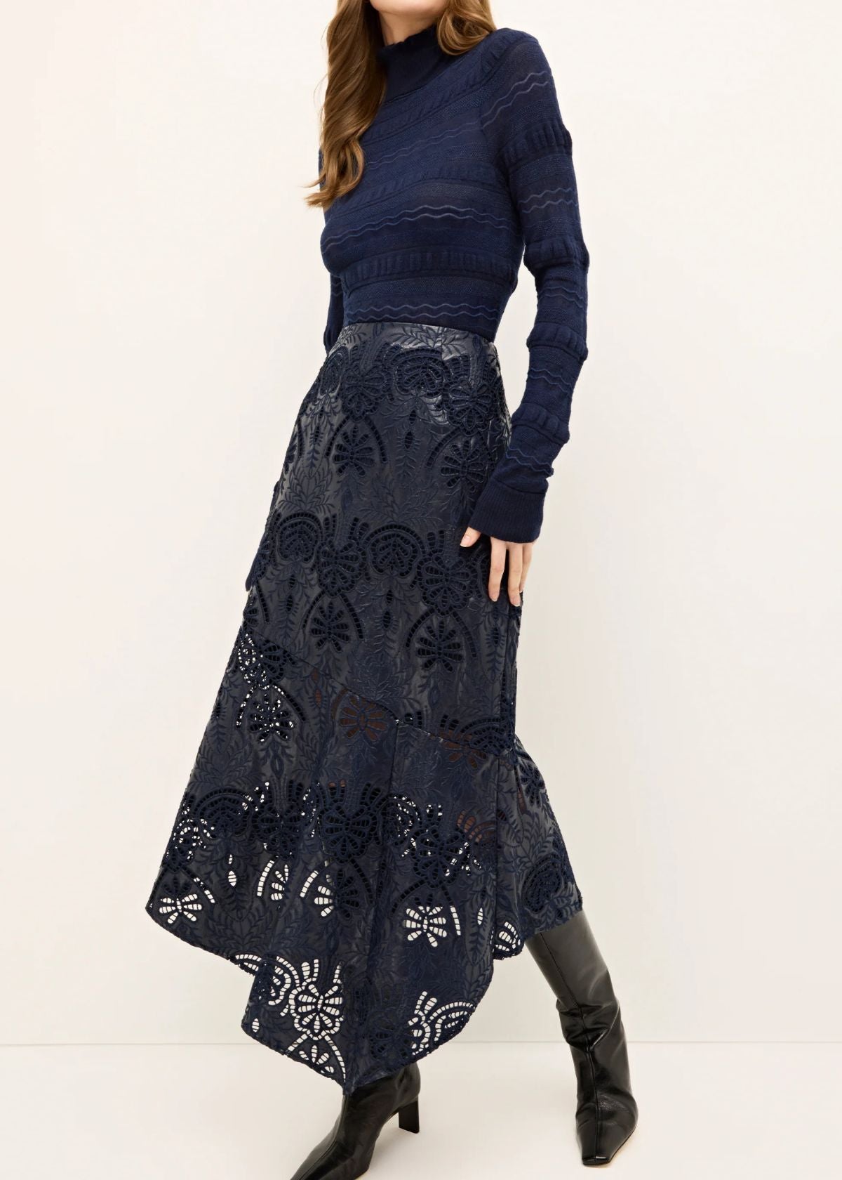 MARIE OLIVER Casey Midi Skirt - Naval