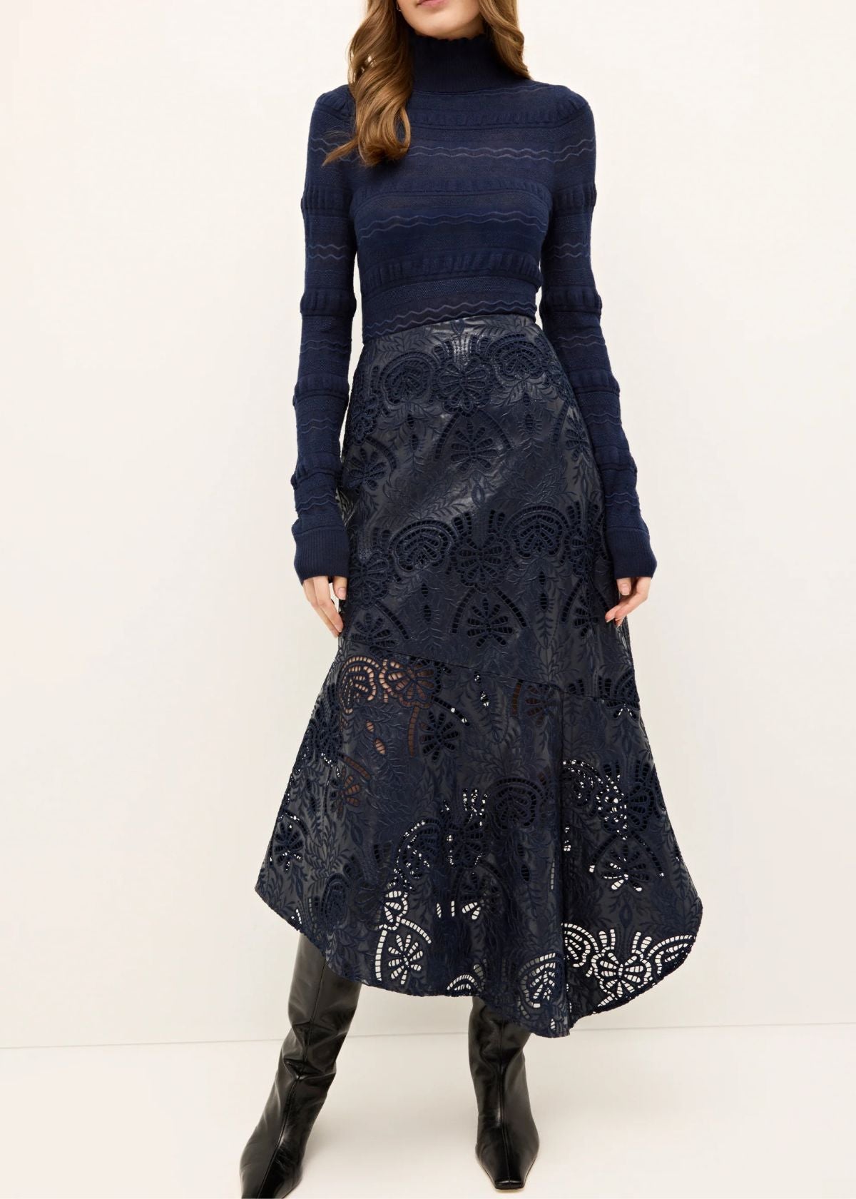 MARIE OLIVER Casey Midi Skirt - Naval