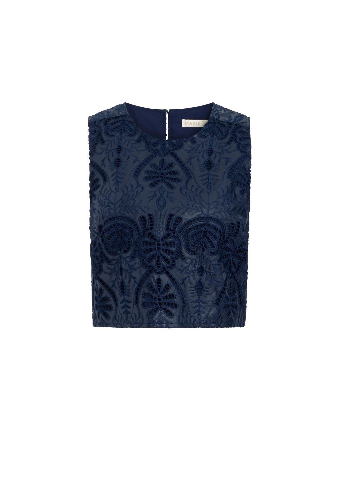 MARIE OLIVER Davis Vegan Leather Shell Top - Naval
