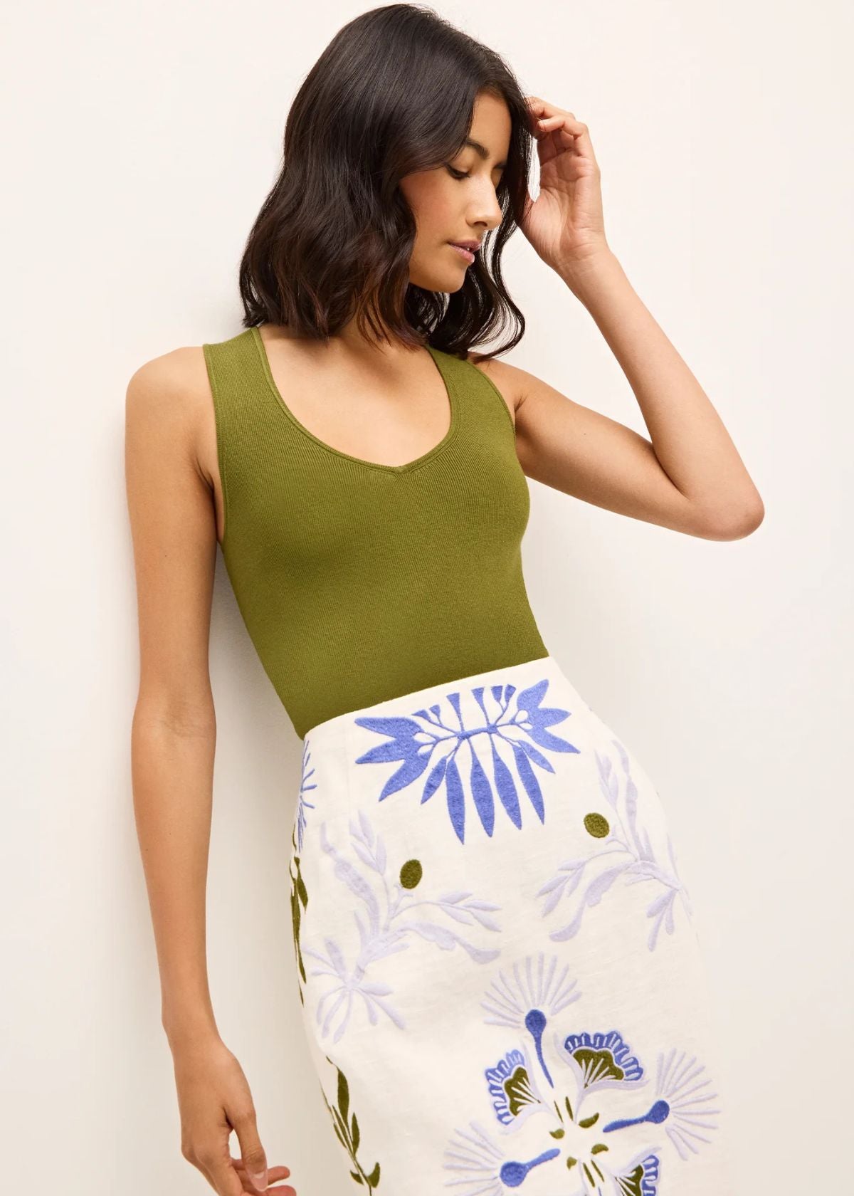 MARIE OLIVER Miranda Tank Top - Pesto