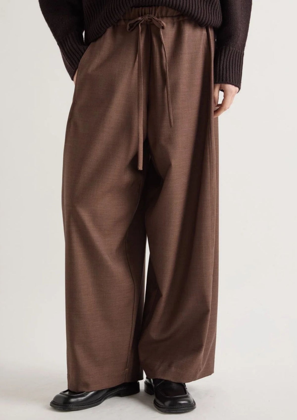 MEIMEIJ Wide Leg Drawstring Pant - Bison