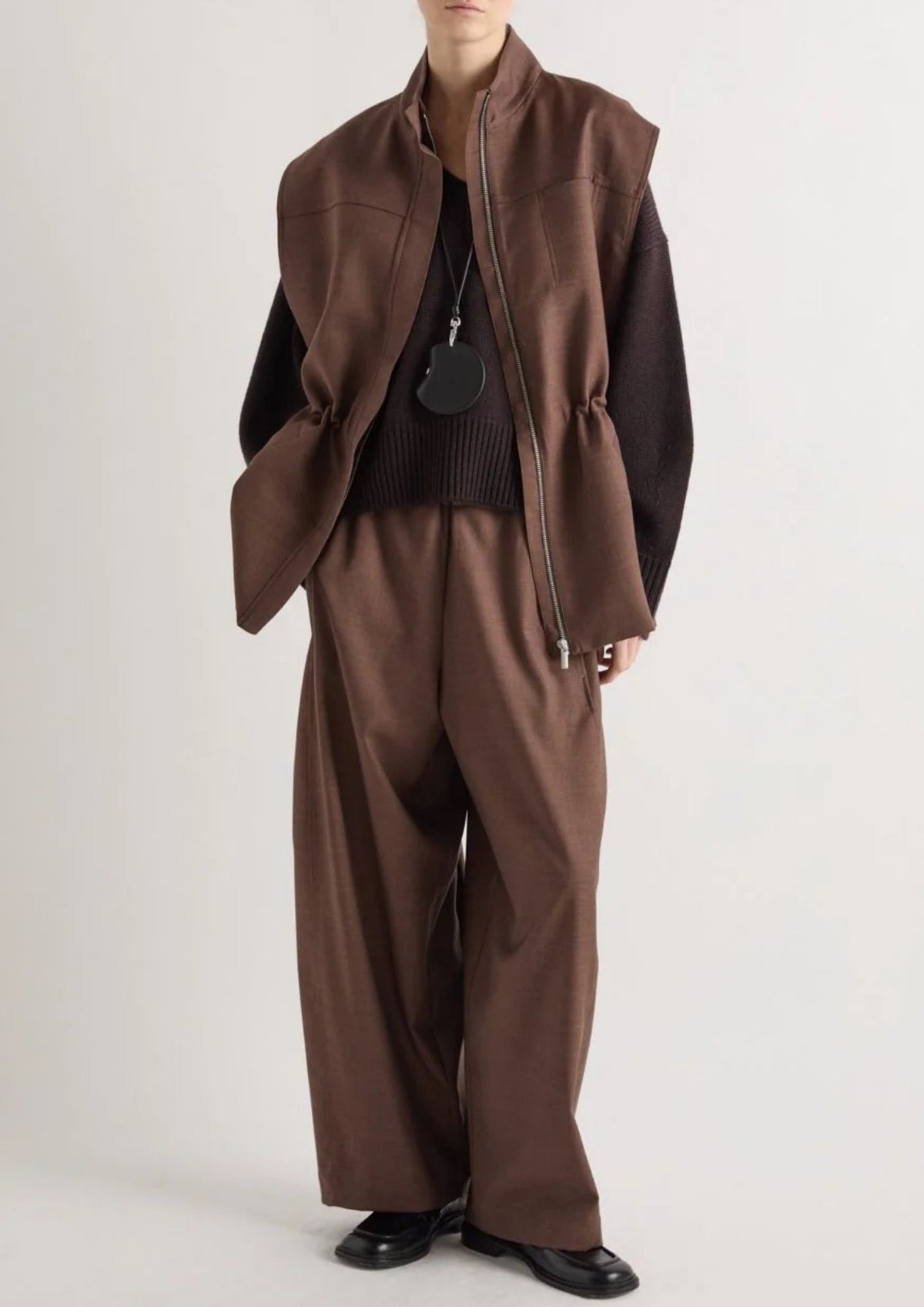 MEIMEIJ Wide Leg Drawstring Pant - Bison