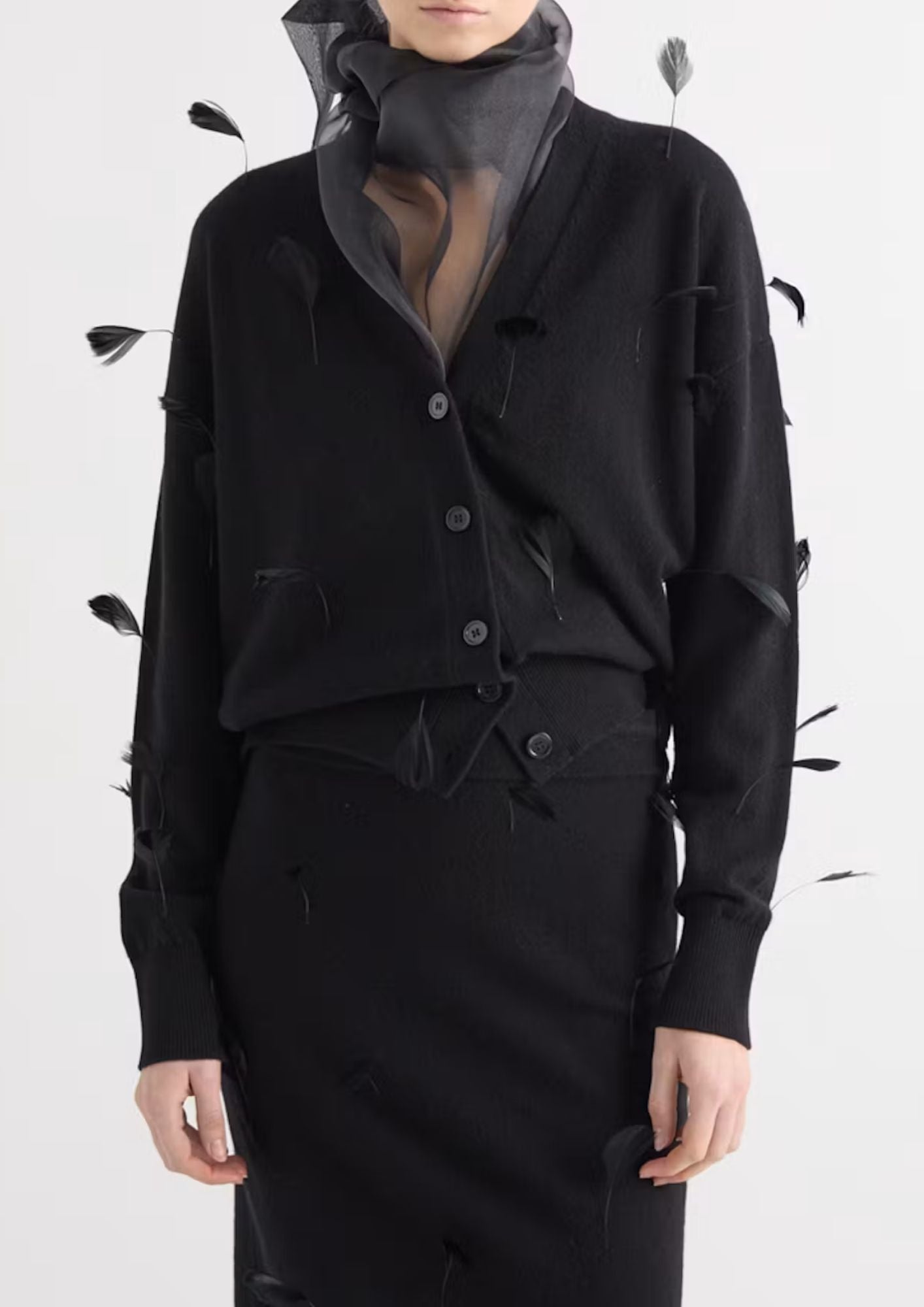 MEIMEIJ Feather Cardigan - Black