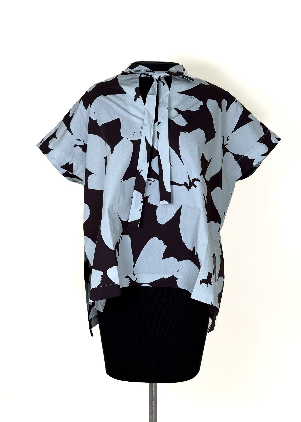 MEIMEIJ Tie Neck Floral Print Top - Brown