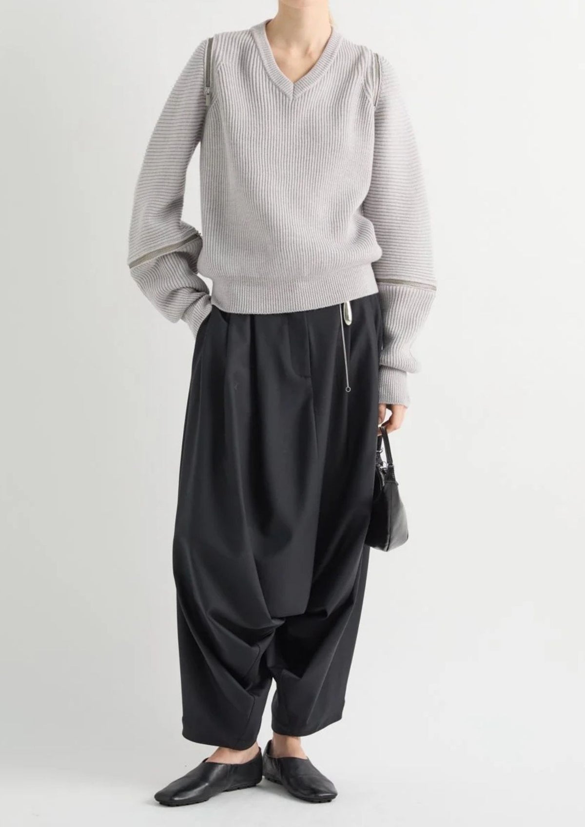 MEIMEIJ Metal Zip Wool Sweater - Pearl
