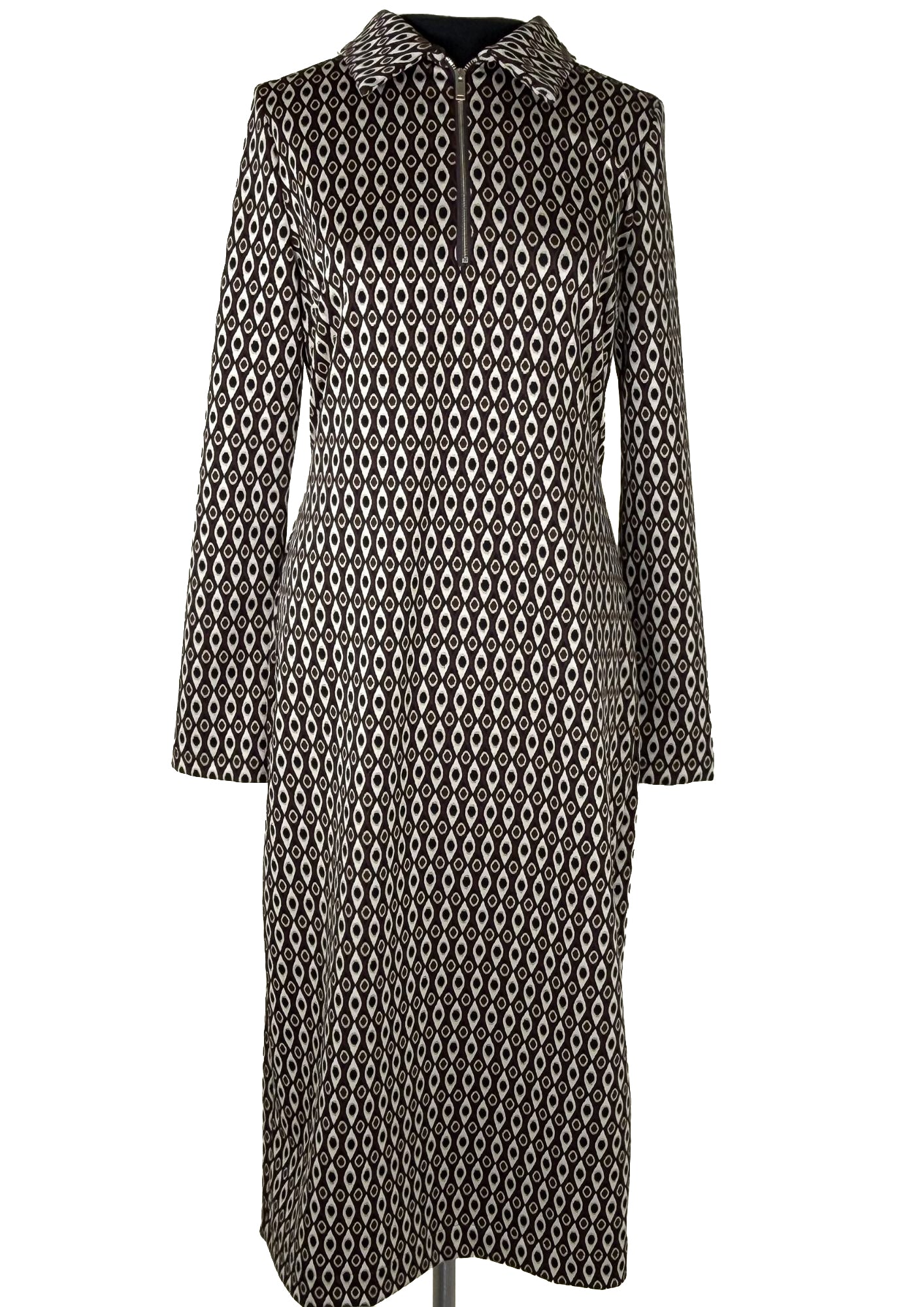 MILVA MI Geometric Print Midi Dress - Brown Multi