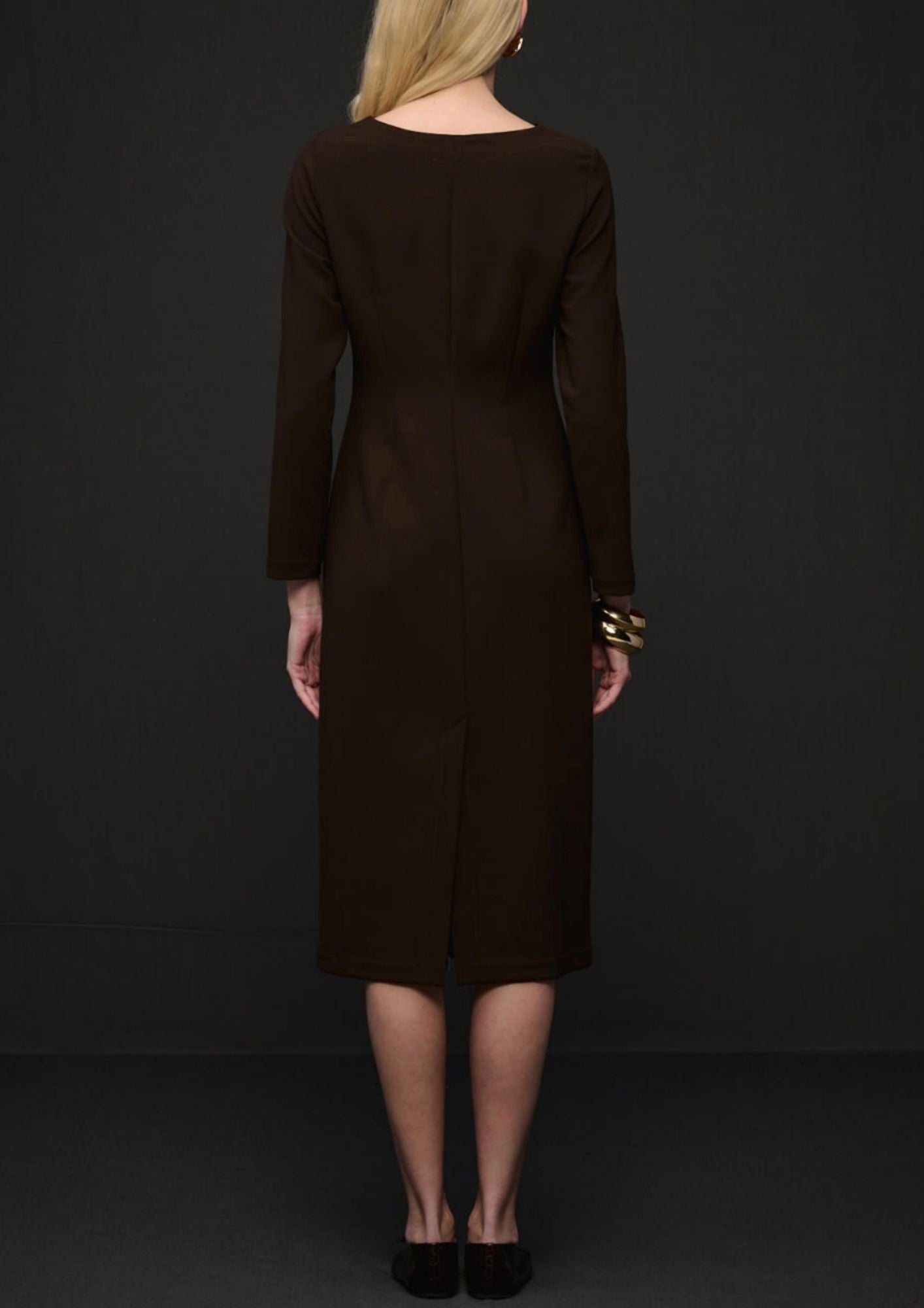 MILVA MI Zip Front Midi Dress - Coffee