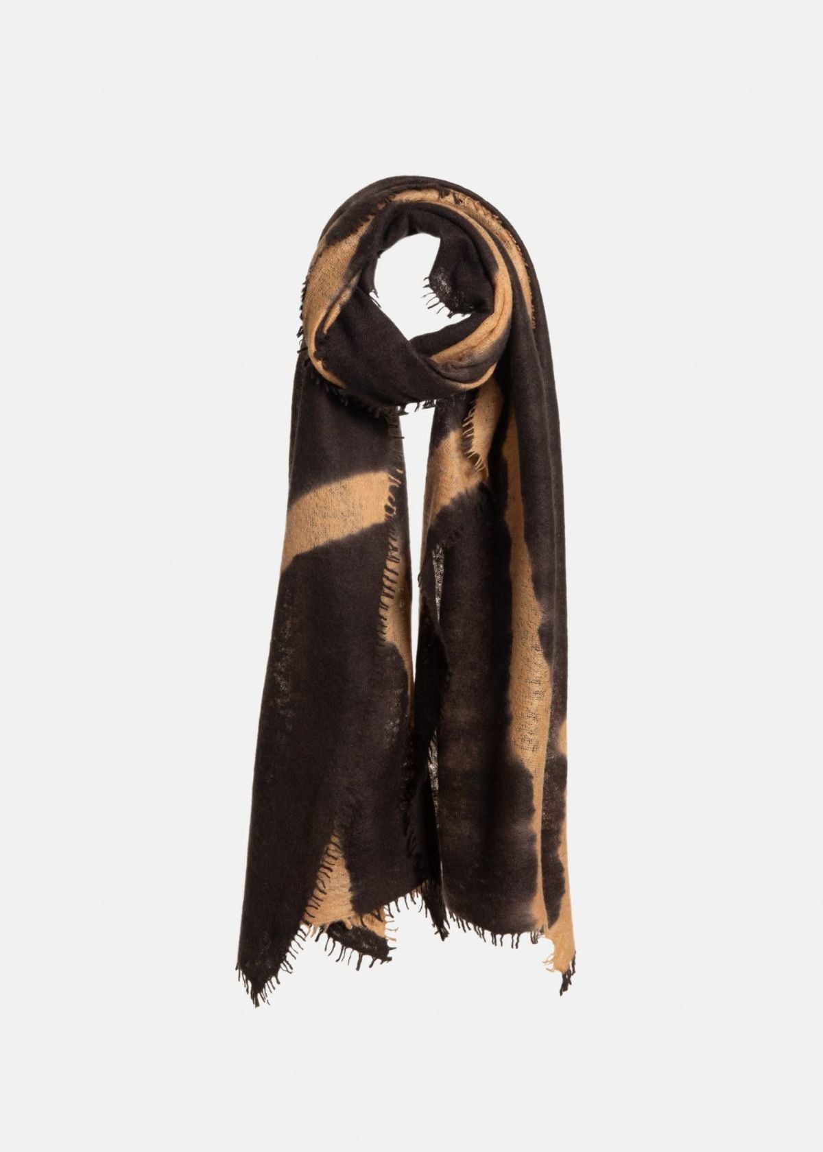 MIRROR IN THE SKY Lightweight Open Knitted Tie Dye Shawl - Dark & Wood