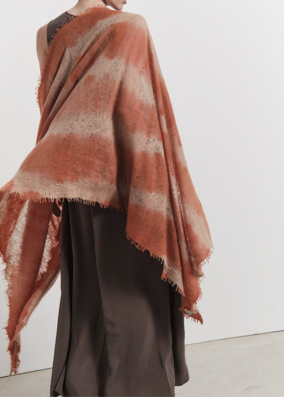 MIRROR IN THE SKY Lightweight Open Knitted Tie Dye Shawl - Hibiscus & Bulb