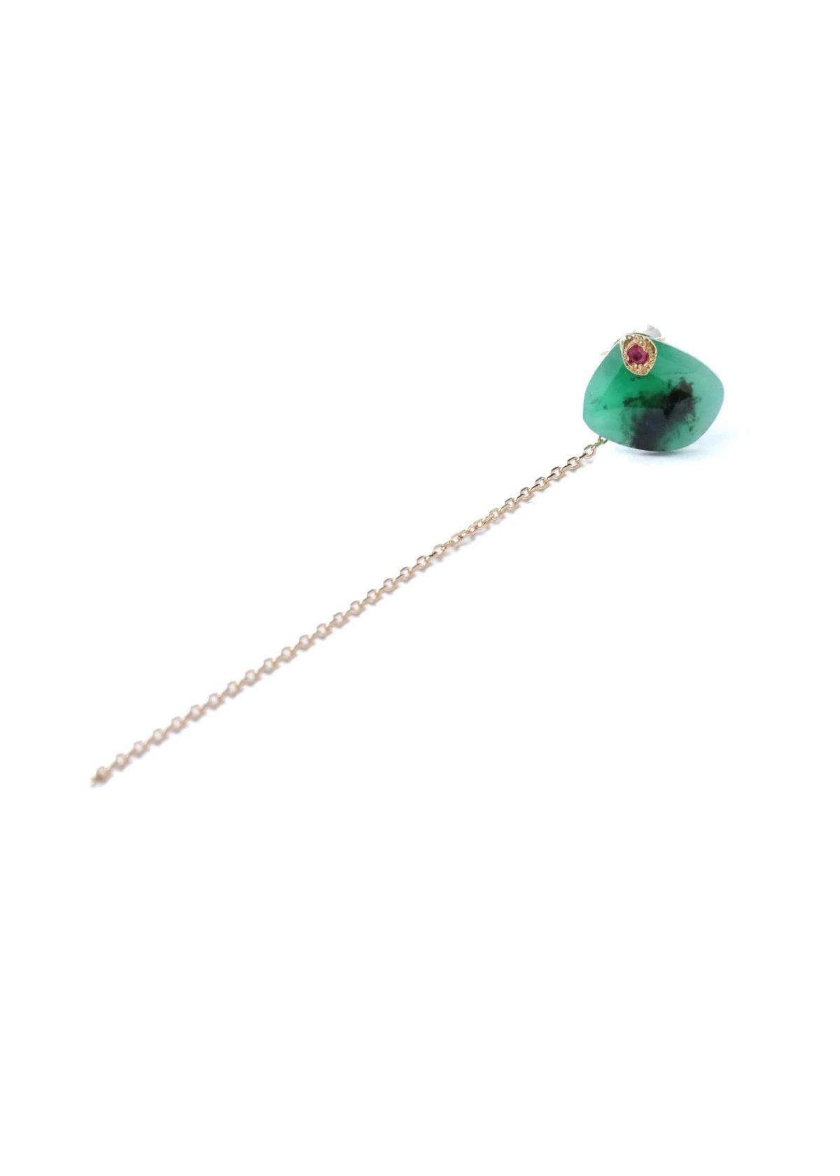 MONAKA Flat Pierced Earring - Emerald