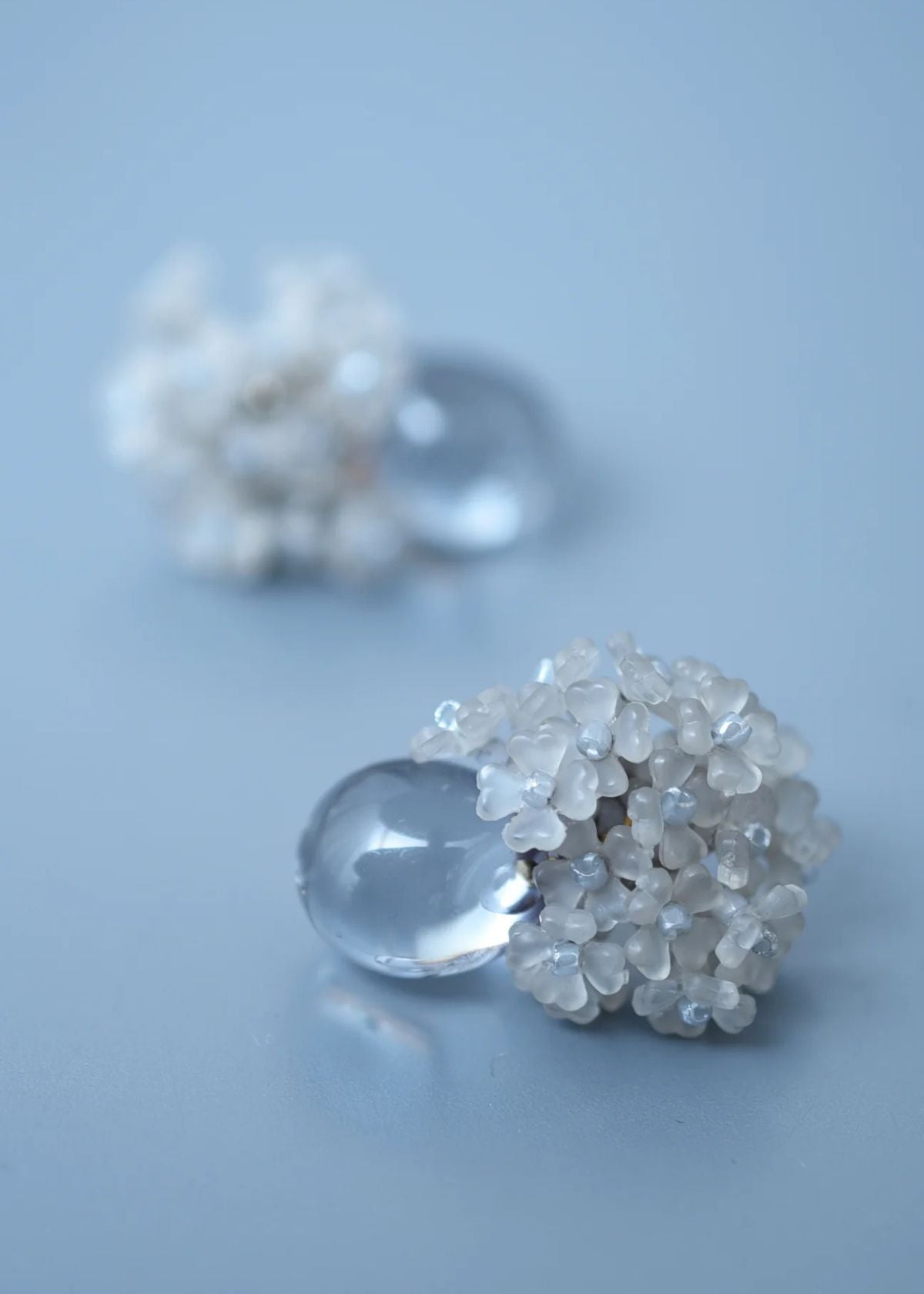 MONSHIRO Ajisai Drop Clip Earring - Grey