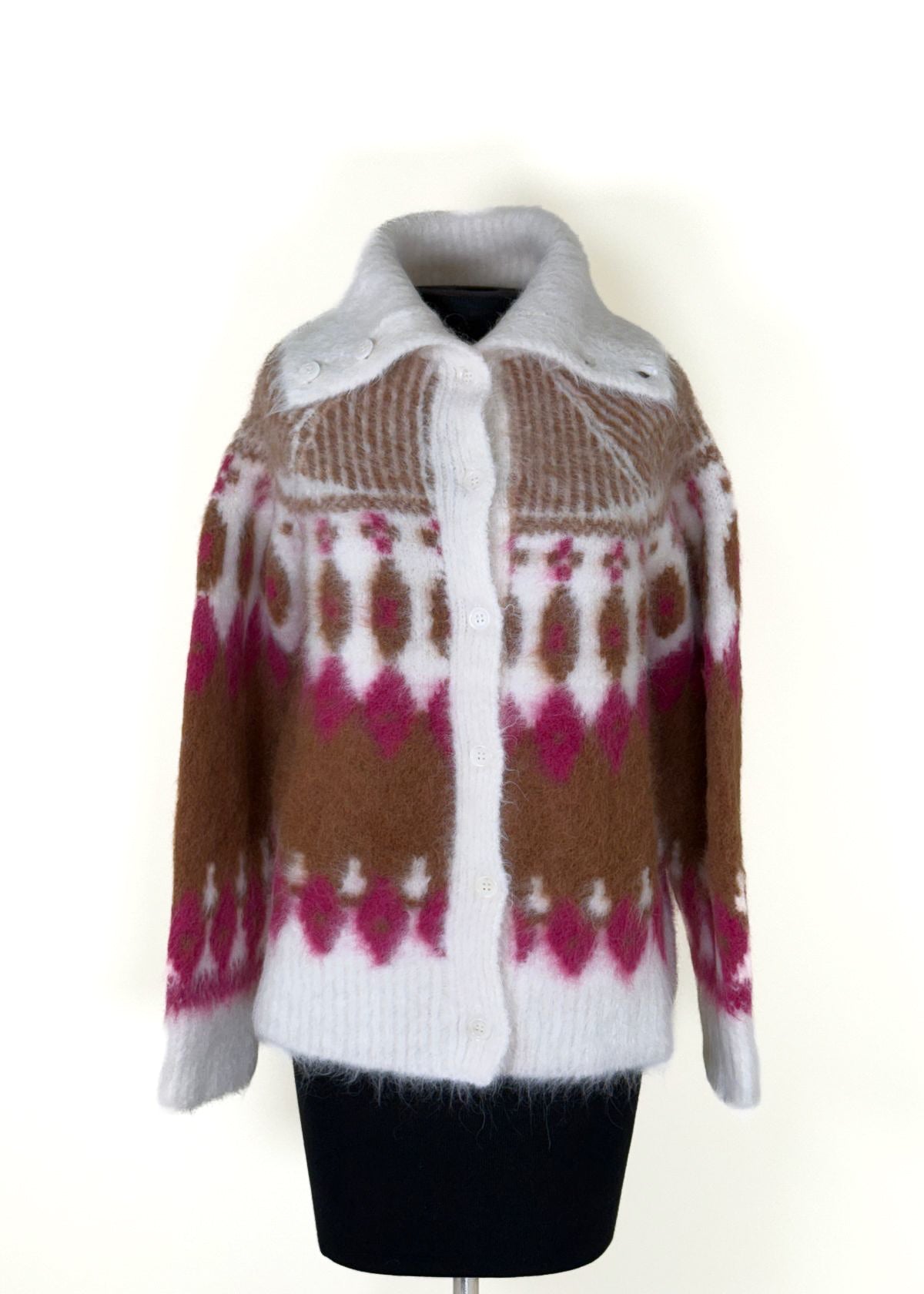 NAADAM Italian Luxe Brushed Fair Isle Reversible Cardigan - Pink Combo