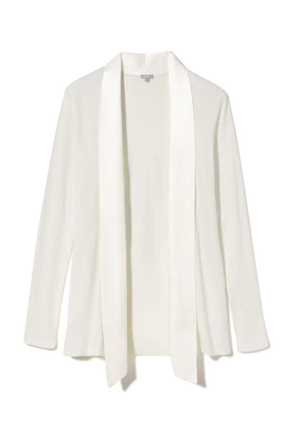 PJ HARLOW Satin Trim Ribbed Shelby Jacket - Pearl