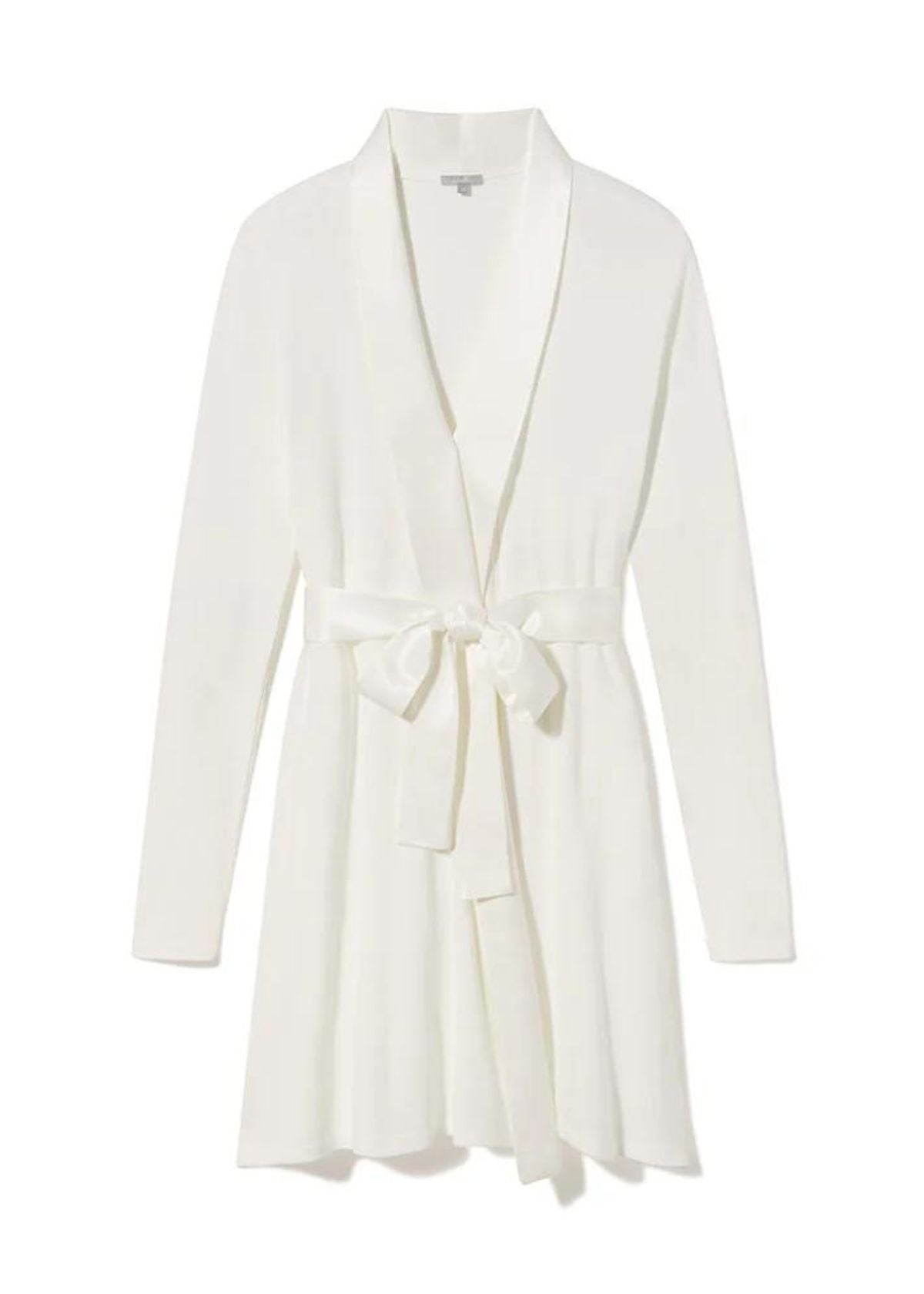 PJ HARLOW Elijah Robe with Satin Trim and Belt - Pearl