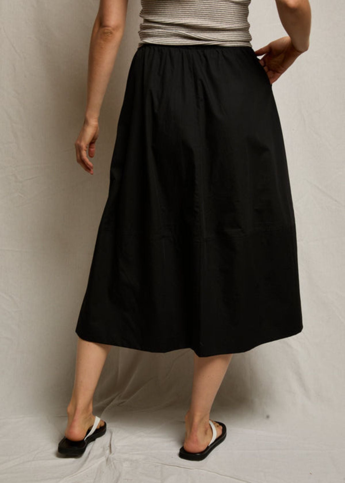 PERFECT WHITE TEE Minka Cotton Poplin Skirt - Black