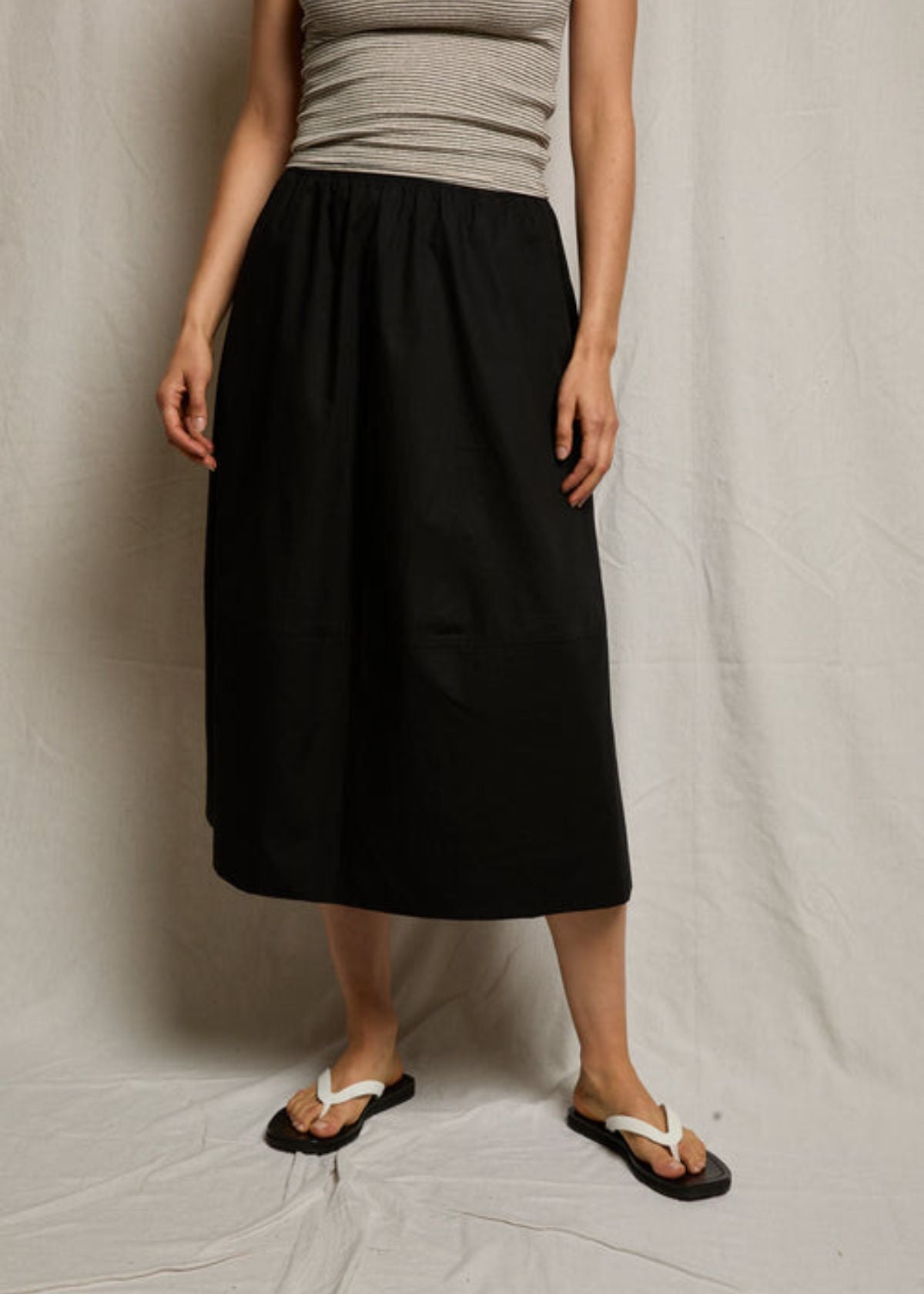 PERFECT WHITE TEE Minka Cotton Poplin Skirt - Black