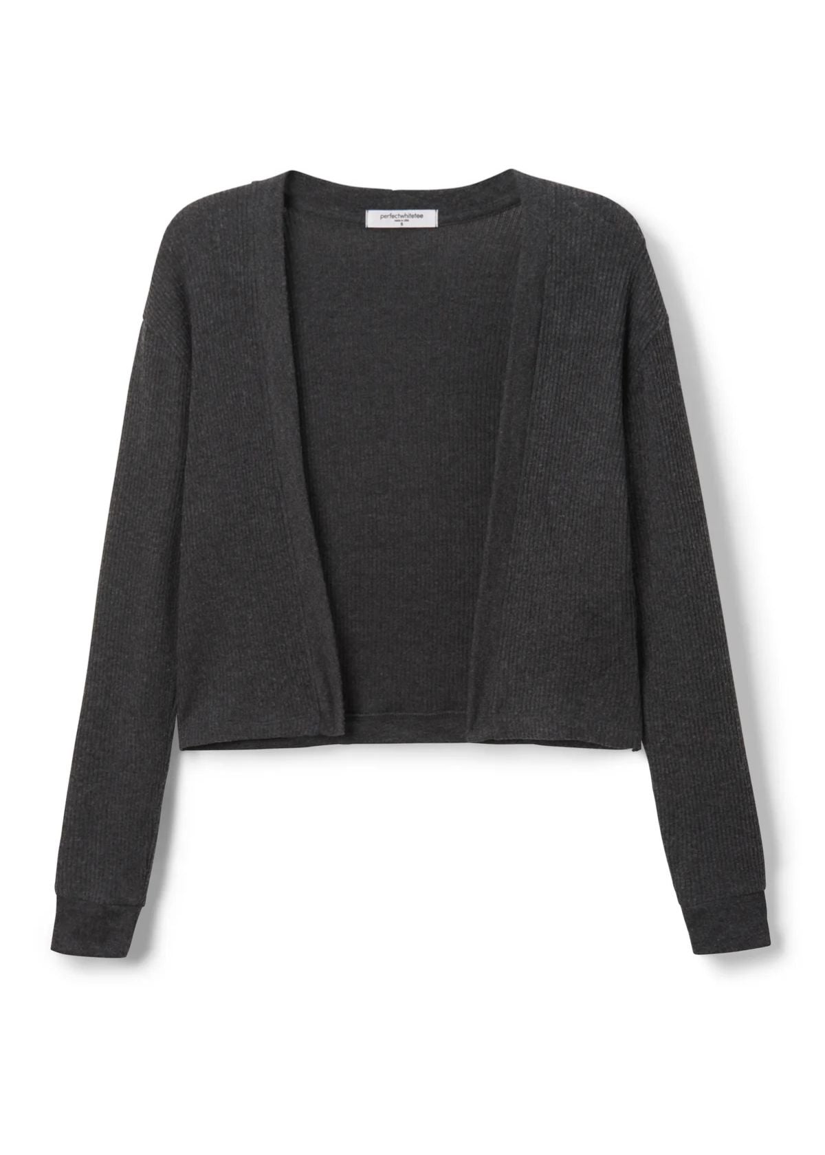 PERFECT WHITE TEE Kelsey Ribbed Cardigan - Charcoal