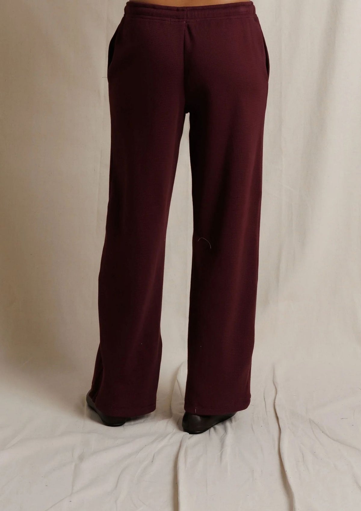 PERFECT WHITE TEE Zadie Waffle Knit Pull On Pant with Pockets - Cherry Lacquer