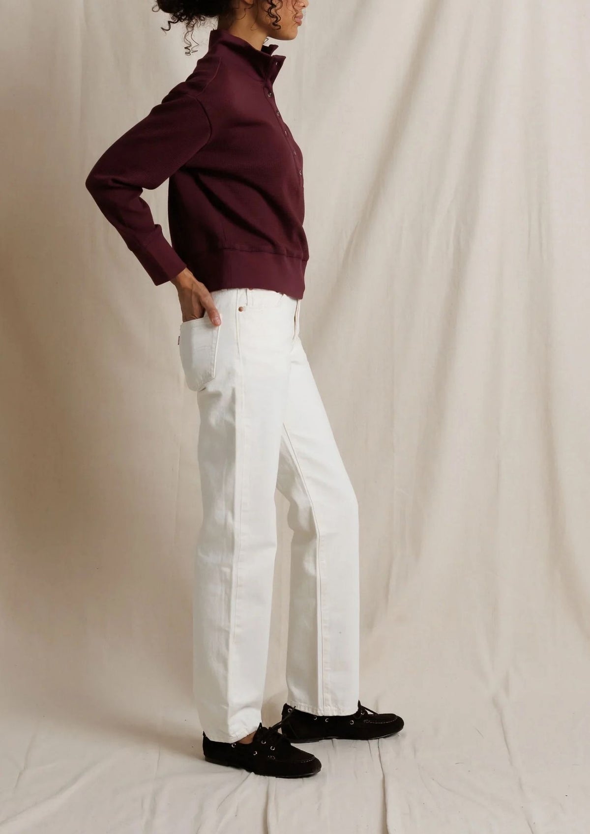 PERFECT WHITE TEE Zia Waffle Knit Top - Cherry Lacquer